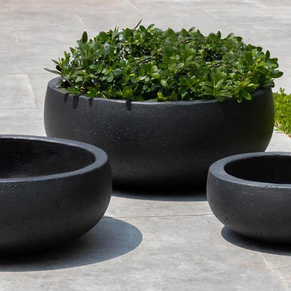 Rio Bowl Planter Set of 3 - Modern Ceramic Flower Pots for Indoor Plants, Succulents & Herbs - Perfect for Home Decor, Kitchen Windowsill & Office Desk - by Campania International