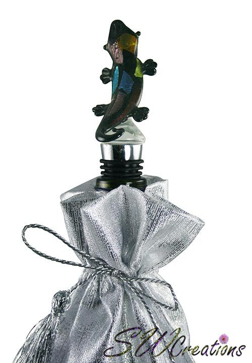 Vibrant Gecko Glass Wine Stopper - Elegant Decorative Wine Bottle Sealer for Parties, Gifts & Home Bar Accessories