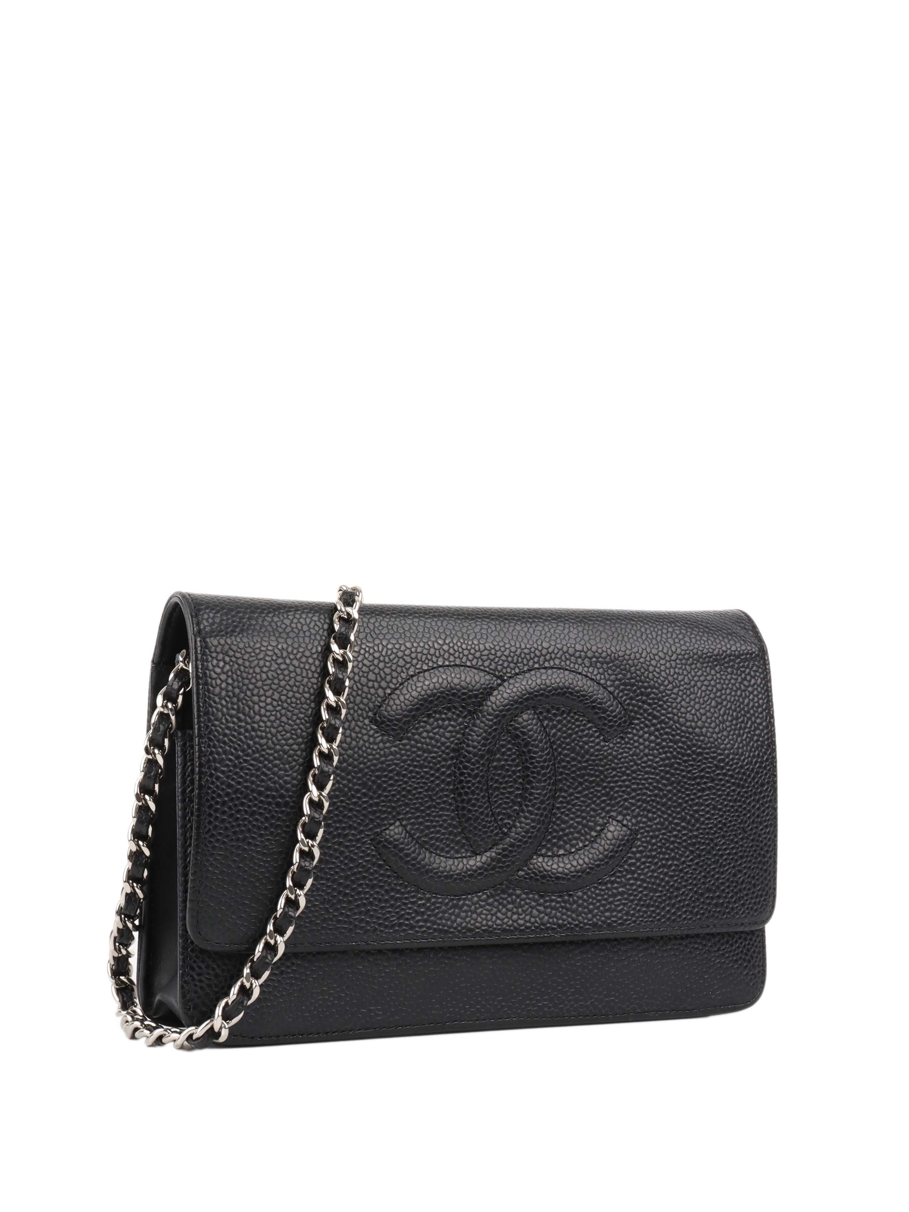 Chanel Black Caviar Leather Wallet on Chain Crossbody Bag for Women - Perfect for Evening Events, Parties & Daily Use