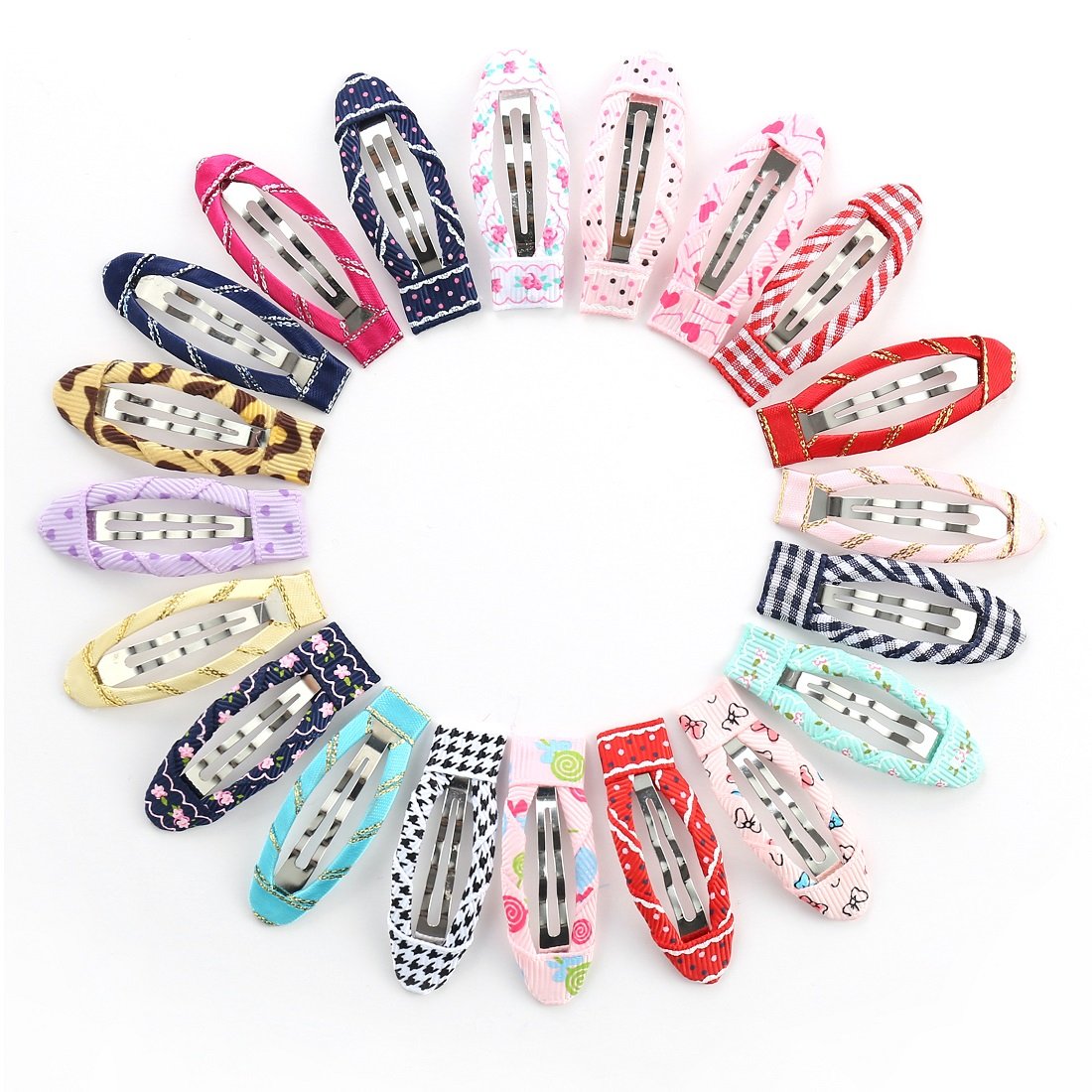 20PCS Non-Slip Snap Hair Clips for Girls & Women - 2 Inch Ribbon Wrapped Barrettes for Toddlers, Kids (Assorted Colors) - Perfect for School, Parties, and Daily Hair Styling