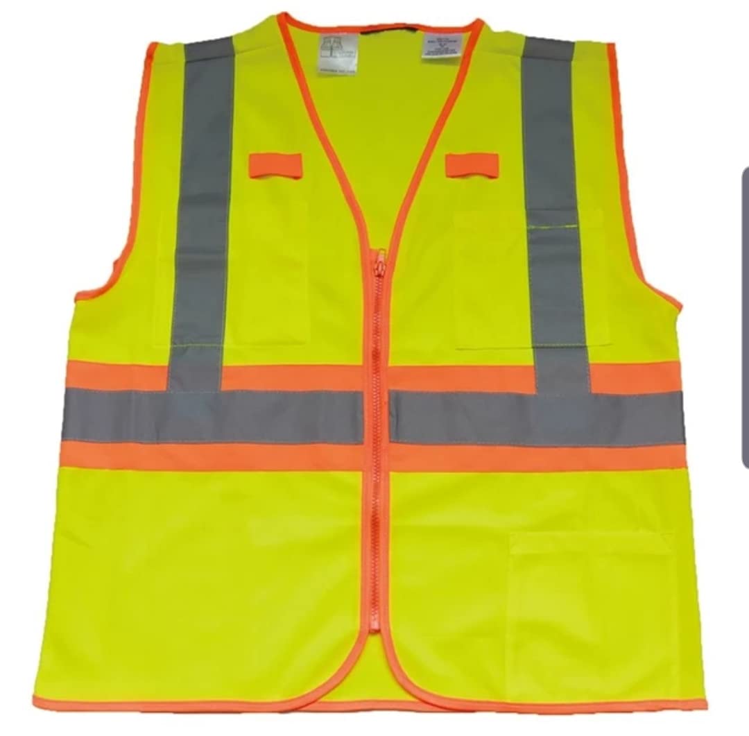 Xtreme RADIO HOLDER Reflective Safety Vest - High Visibility Yellow/Orange (Model 8120) for Construction, Road Work & Emergency Responders | ANSI Certified Workwear