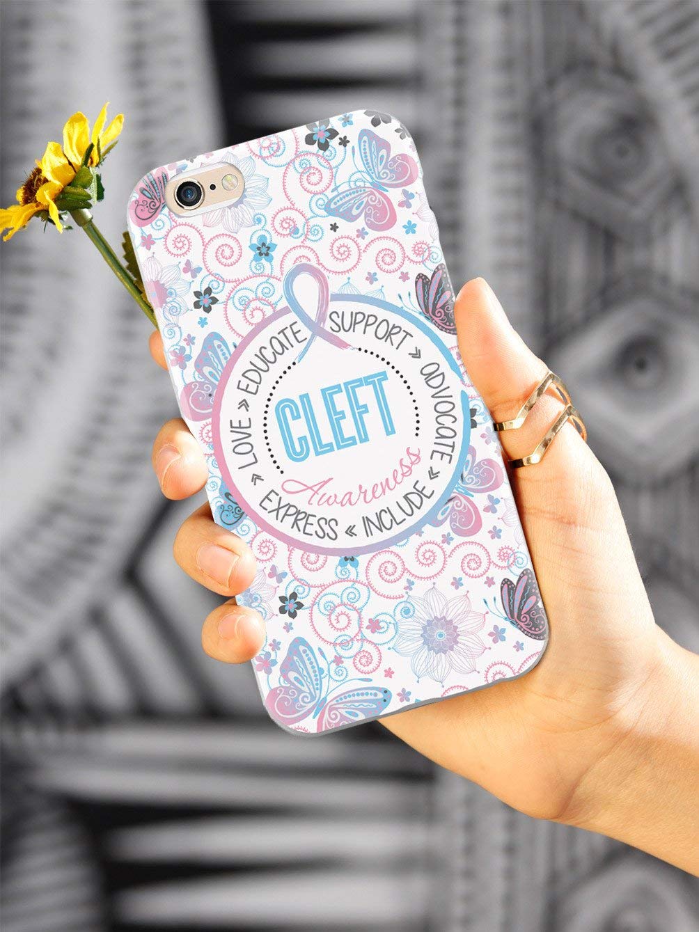 **Inspired Cases - iPhone 11 Case with 3D Textured Design - Shockproof & Protective Cover for Apple iPhone 11 - Cleft Awareness Butterfly Pattern - Perfect for Daily Use, Travel & Outdoor Activities**