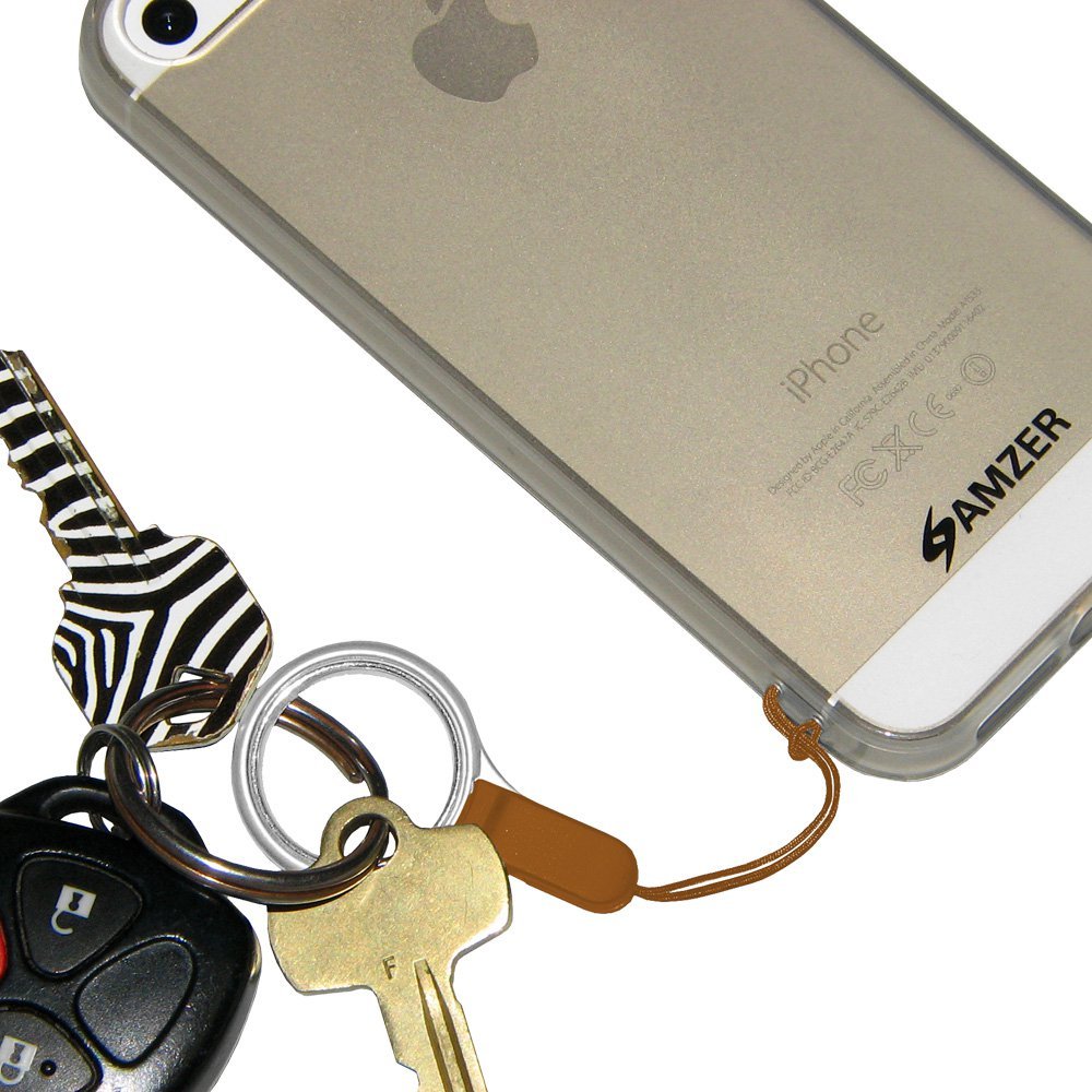Amzer Detachable Cell Phone Neck Lanyard Strap - Adjustable Brown Phone Holder for iPhone Samsung - Perfect for Work, Travel, Gym & Outdoor Activities