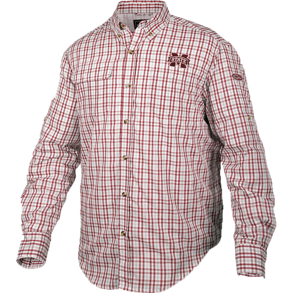 Mississippi State Gingham Plaid Long Sleeve Wingshooter's Shirt for Hunting & Outdoor Activities | Comfortable Casual Button-Up for Men