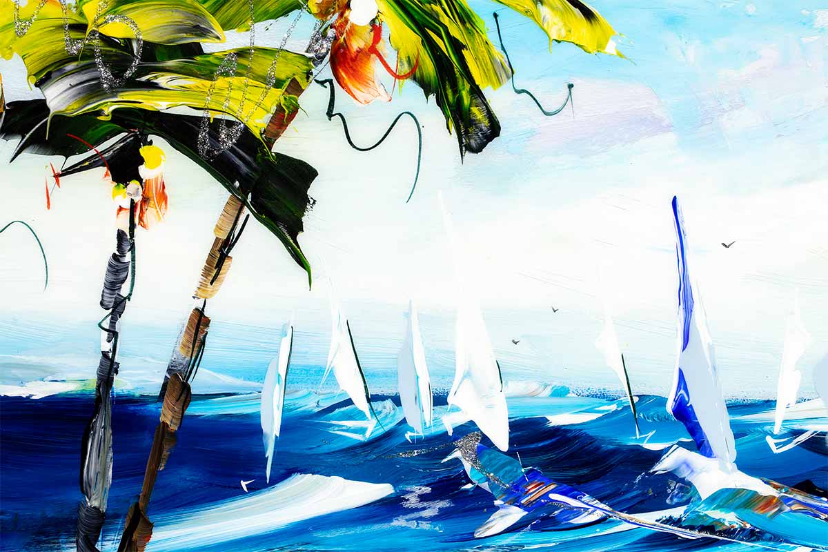 Original Beach Day Painting - Coastal Wall Art for Living Room & Bedroom Decor - Perfect for Beach House & Vacation Home Style