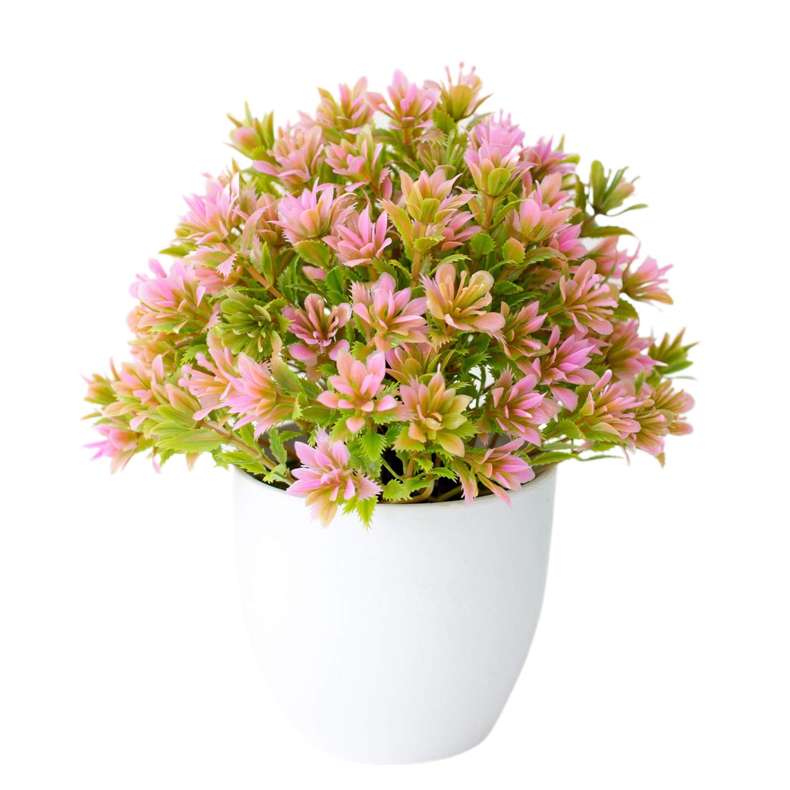 ONWRACE Artificial Potted Plants for Home & Office Decor - Realistic Fake Flowers in Pink, Plastic Simulation Indoor Plants for Desk, Living Room, Bedroom Decoration