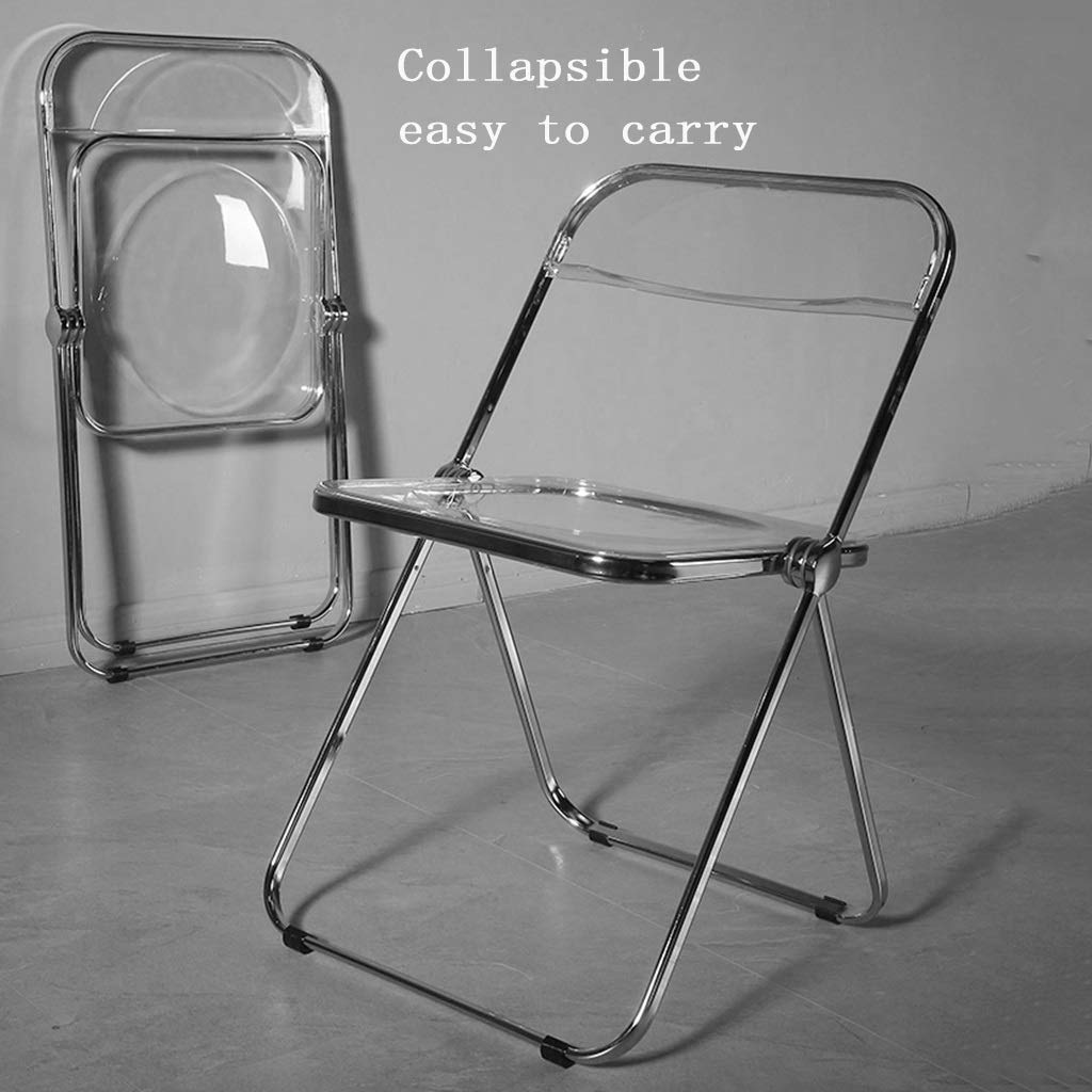 Modern Acrylic Vanity Makeup Chair - Minimalist Folding Stool for Bedroom, Dressing Room & Salon (Amber, 46.5x47x74cm) - Perfect for Makeup, Hair Styling & Relaxing