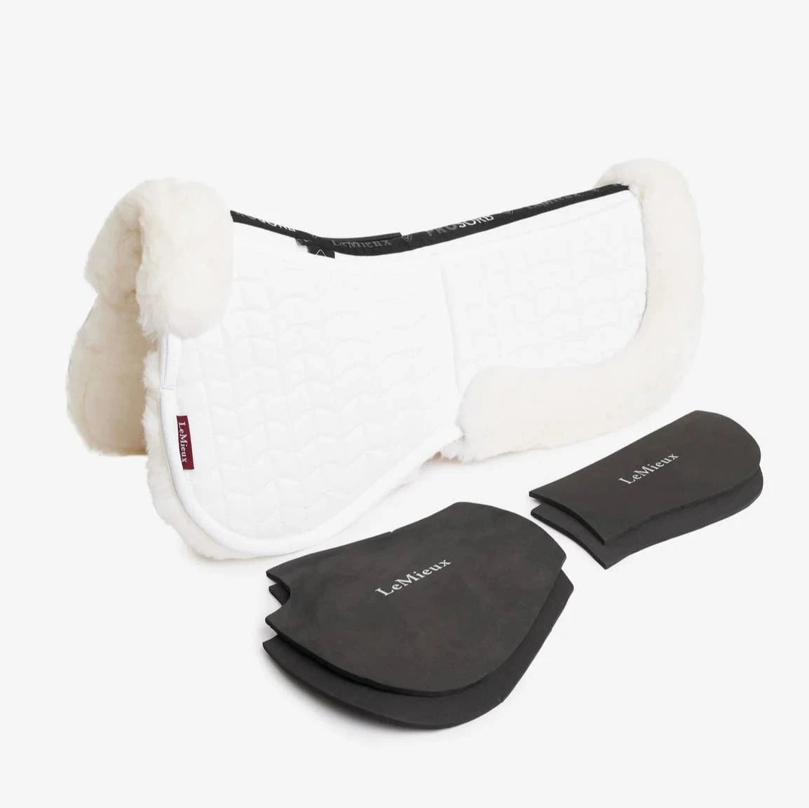 LeMieux Merino+ ProSorb 2 Pocket Half Pad - Breathable Wool Horse Saddle Pad for Comfort & Performance - Perfect for Dressage & Jumping