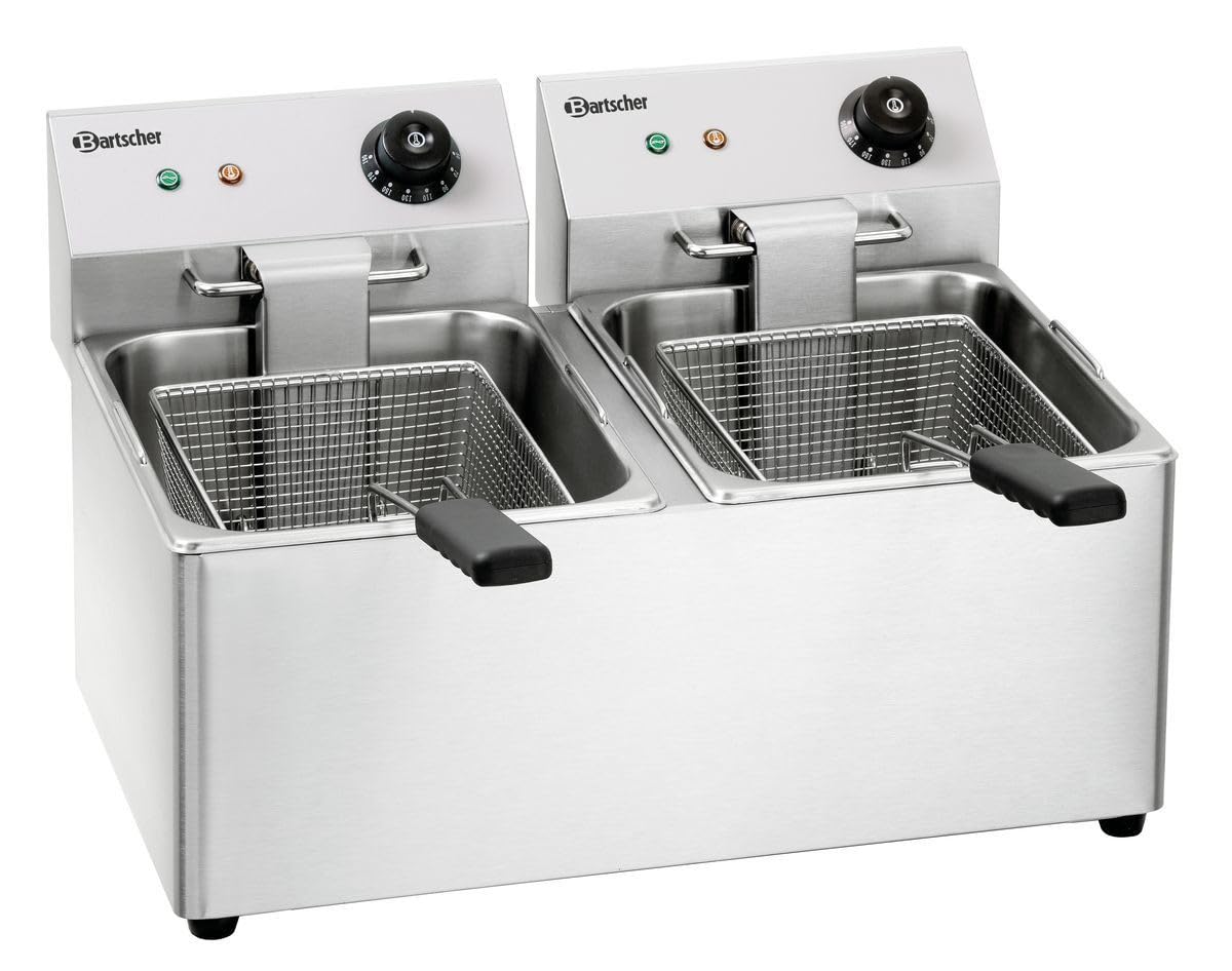 Bartscher SNACK IV Double Independent Deep Fryer 16L 6500W Stainless Steel - Perfect for Restaurants, Catering & Commercial Kitchens