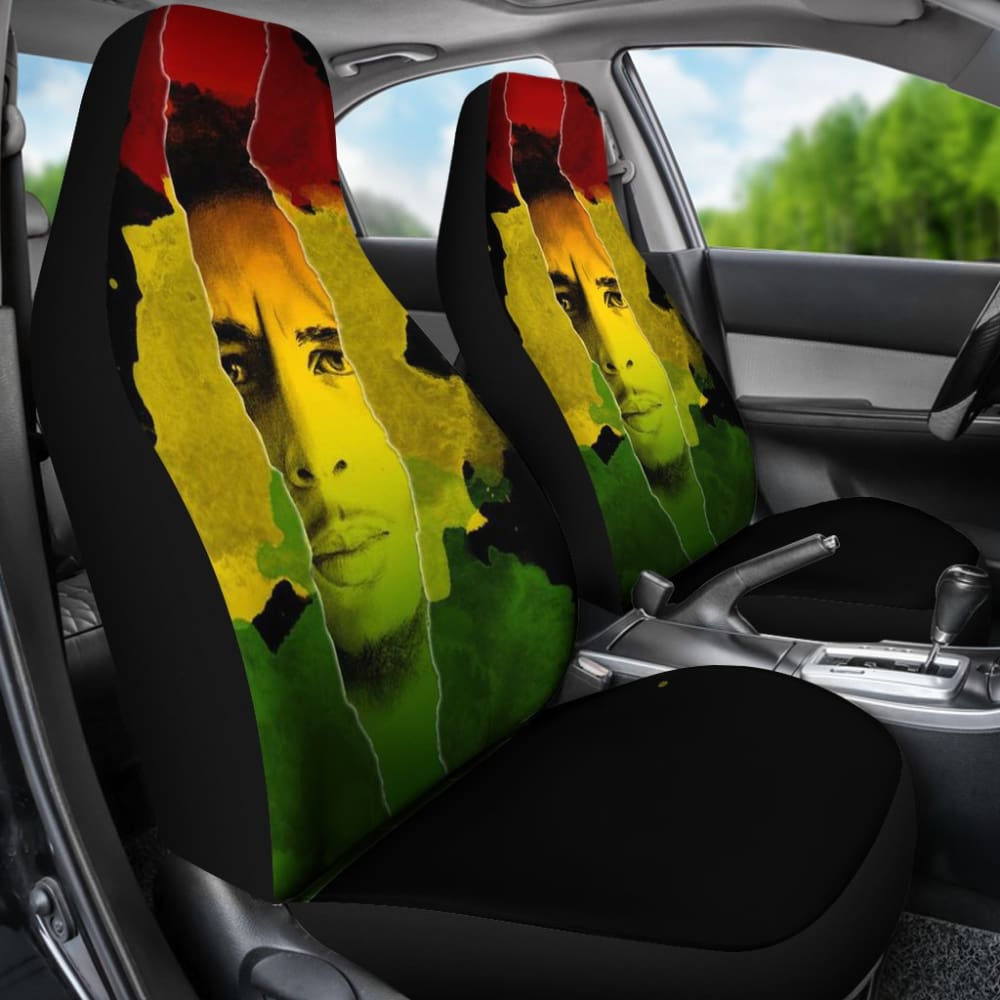 Bob Marley Car Seat Covers 210903 - Reggae Inspired Universal Fit for Cars, Trucks & SUVs - Perfect for Music Lovers & Jamaican Culture Enthusiasts
