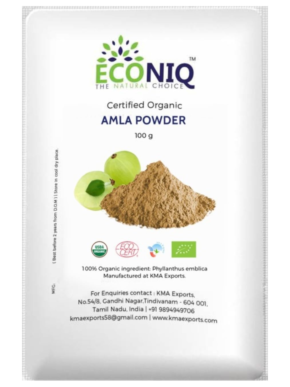 Organic Amla Powder for Hair Growth & Skin Care | 100% Pure Indian Gooseberry Powder for Drinking, Eating & DIY Beauty - 100g | Perfect for Smoothies, Hair Masks & Natural Skincare