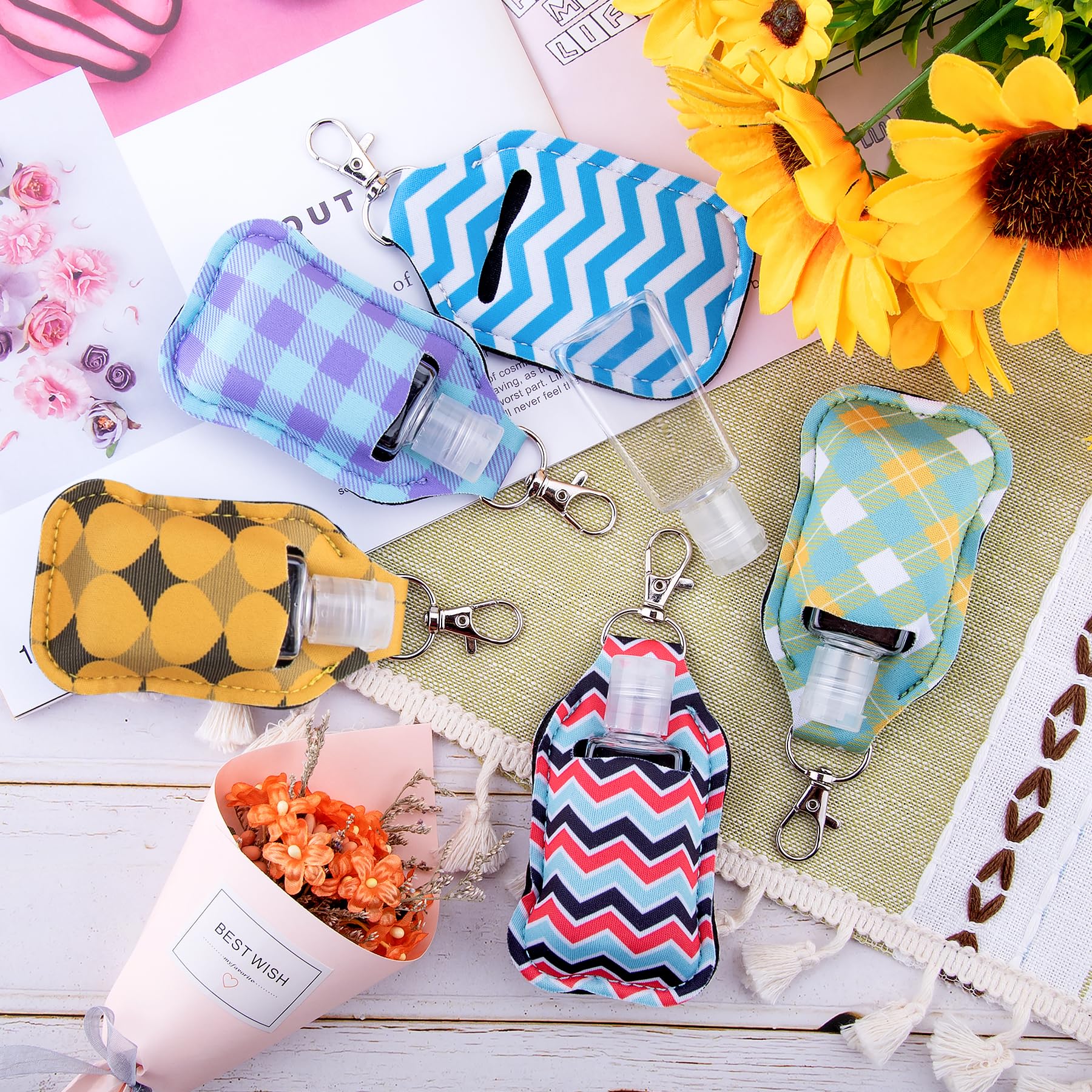 **Duufin 50-Piece Hand Sanitizer Keychain Holders Set – Empty Travel Bottles (25 Flip-Cap Reusable Bottles + 25 Hand Sanitizer Holders) for Backpack, Purse & On-the-Go Hygiene**    *(Perfect for Travel, Gym, Office, School & Everyday Use – Compact & Convenient Sanitizer Solution!)*