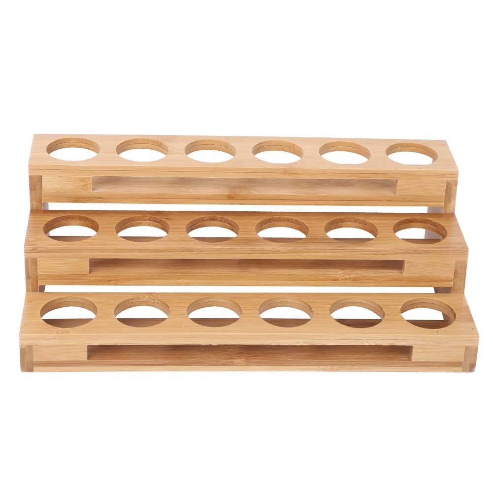 iFCOW 35mm Hole Diameter Bamboo Essential Oil Bottle Display Stand - Wooden Storage Organizer Box for Aromatherapy Oils - Perfect for Spa, Yoga Studio & Home Decor