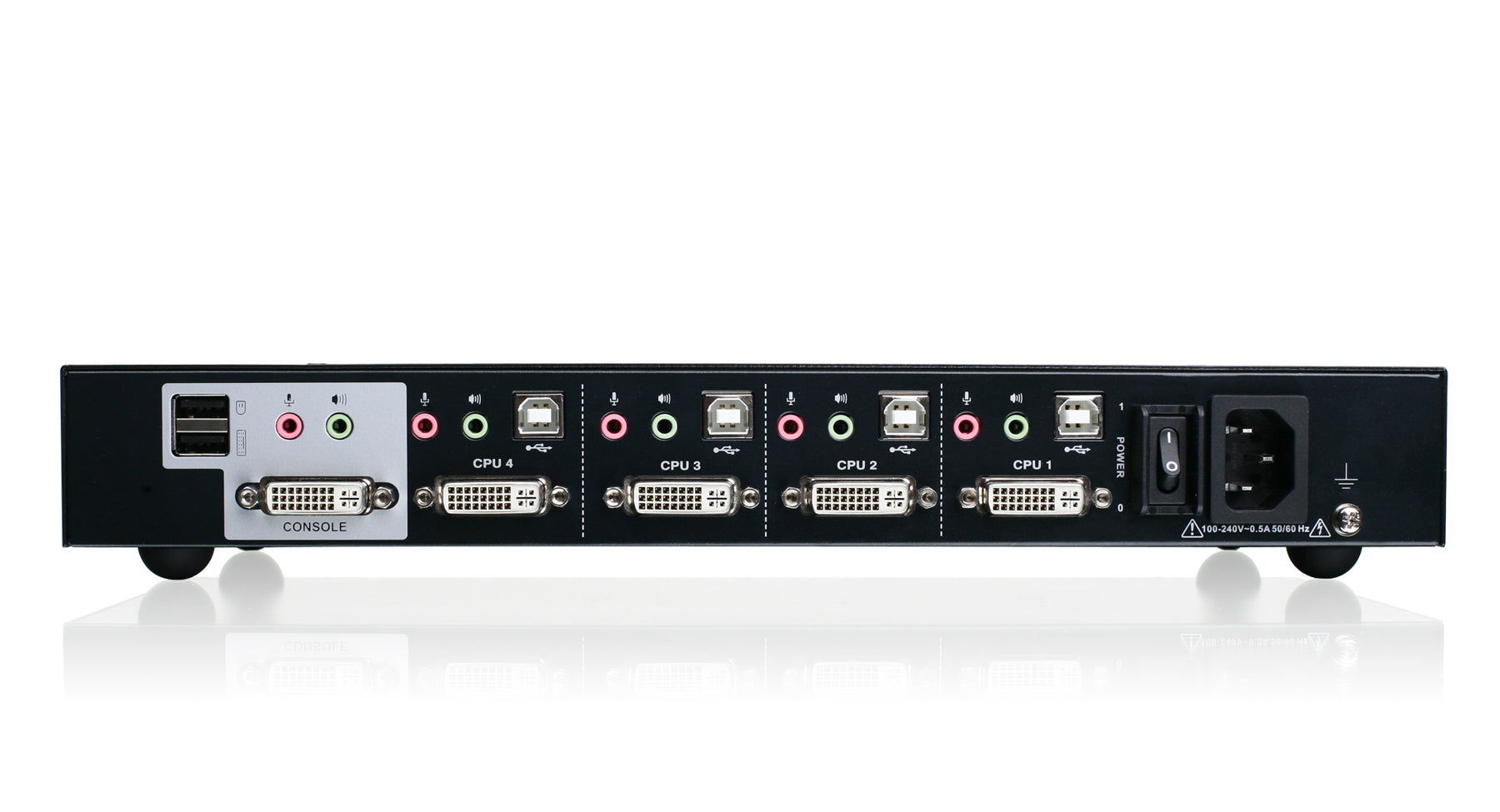 4 Port Dual Link DVI Secure KVM Switch for Multiple Computers - Ideal for Office, Data Center & Home Workstation Setup