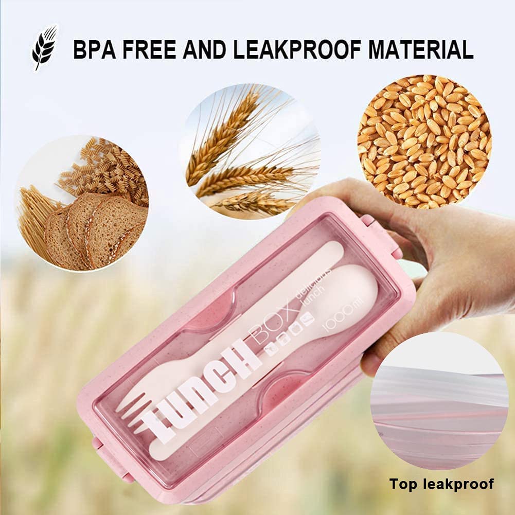 Eco-Friendly Wheat Straw Bento Box - 3-in-1 Leakproof Stackable Lunch Container for Adults & Kids | Perfect for Meal Prep, School Lunches, Office Meals & Picnics