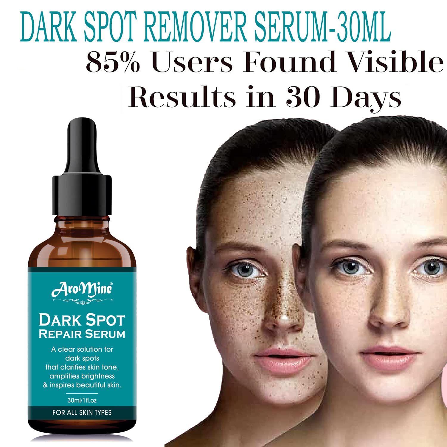 Dark Spot Repair Face Serum with Hyaluronic Acid & Vitamin E - Brightening Treatment for Hyperpigmentation, Age Spots & Uneven Skin Tone | 30ml Anti-Aging Facial Serum for Day & Night Use