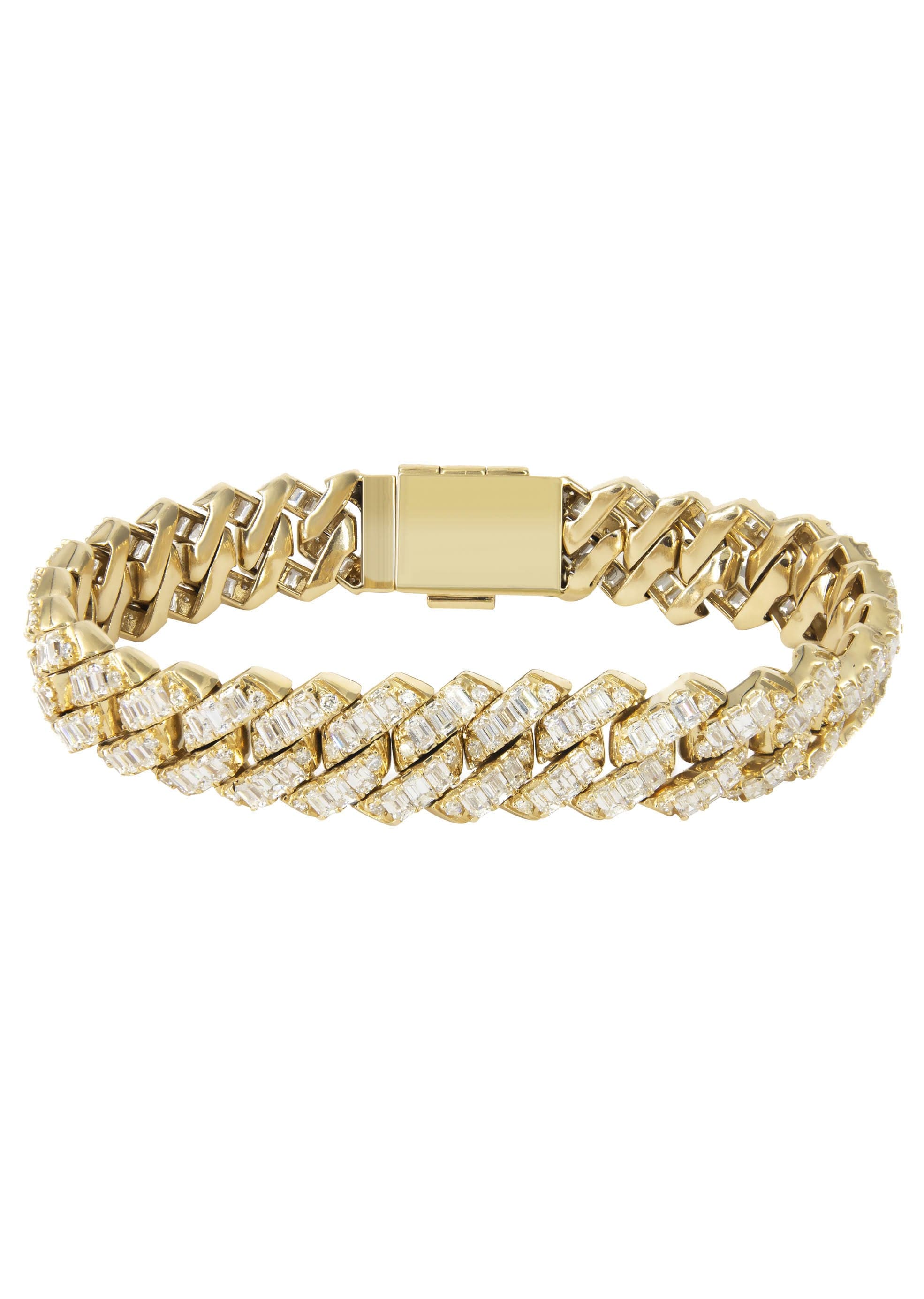 14K Gold Iced Out Baguette Diamond Miami Cuban Link Bracelet - 66.28 Grams, 21.45 Carats | Luxury Hip Hop Jewelry for Men & Women | Perfect for Parties, Gifts & Special Occasions