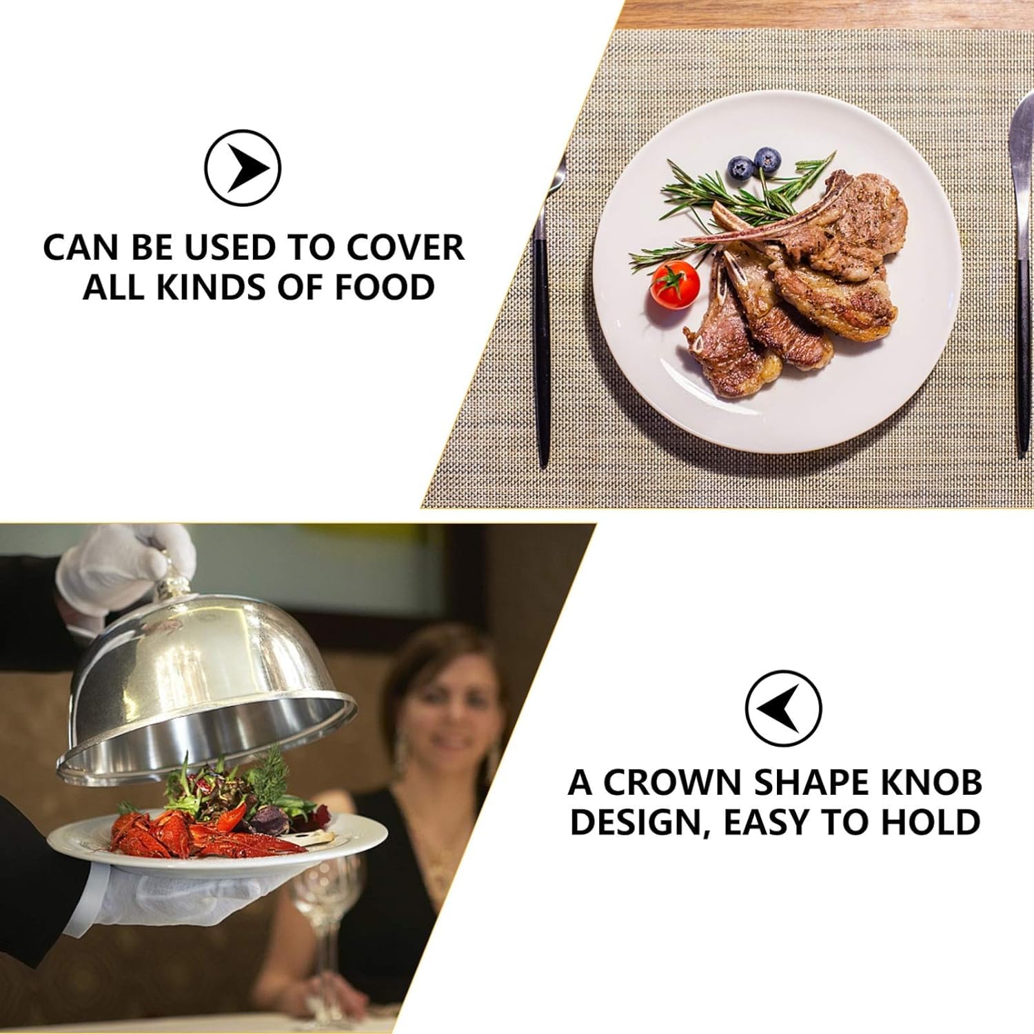Stainless Steel Food Cover Dome for Home & Restaurant - Keep Dishes Fresh