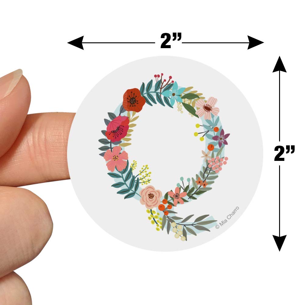 Floral Monogram Letter Q Stickers for Planners, Calendars, Scrapbooking & DIY Crafts - Perfect for Bullet Journals, Scrapbook Pages, and Handmade Greeting Cards