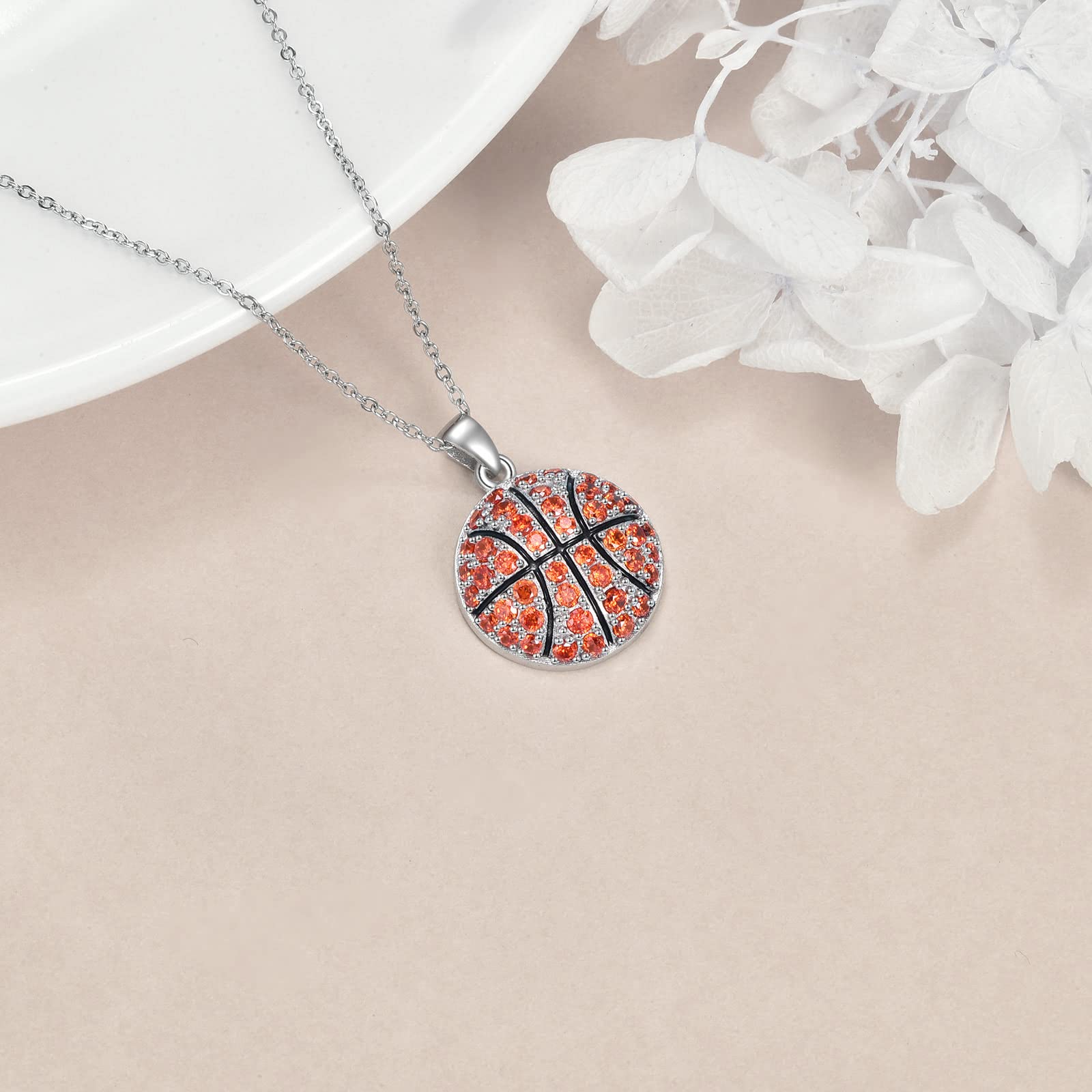 YFN Sterling Silver Baseball Basketball Volleyball Pendant Necklace - Sports Jewelry Gift for Women & Fans - Perfect for Game Days, Birthdays & Sports Enthusiasts