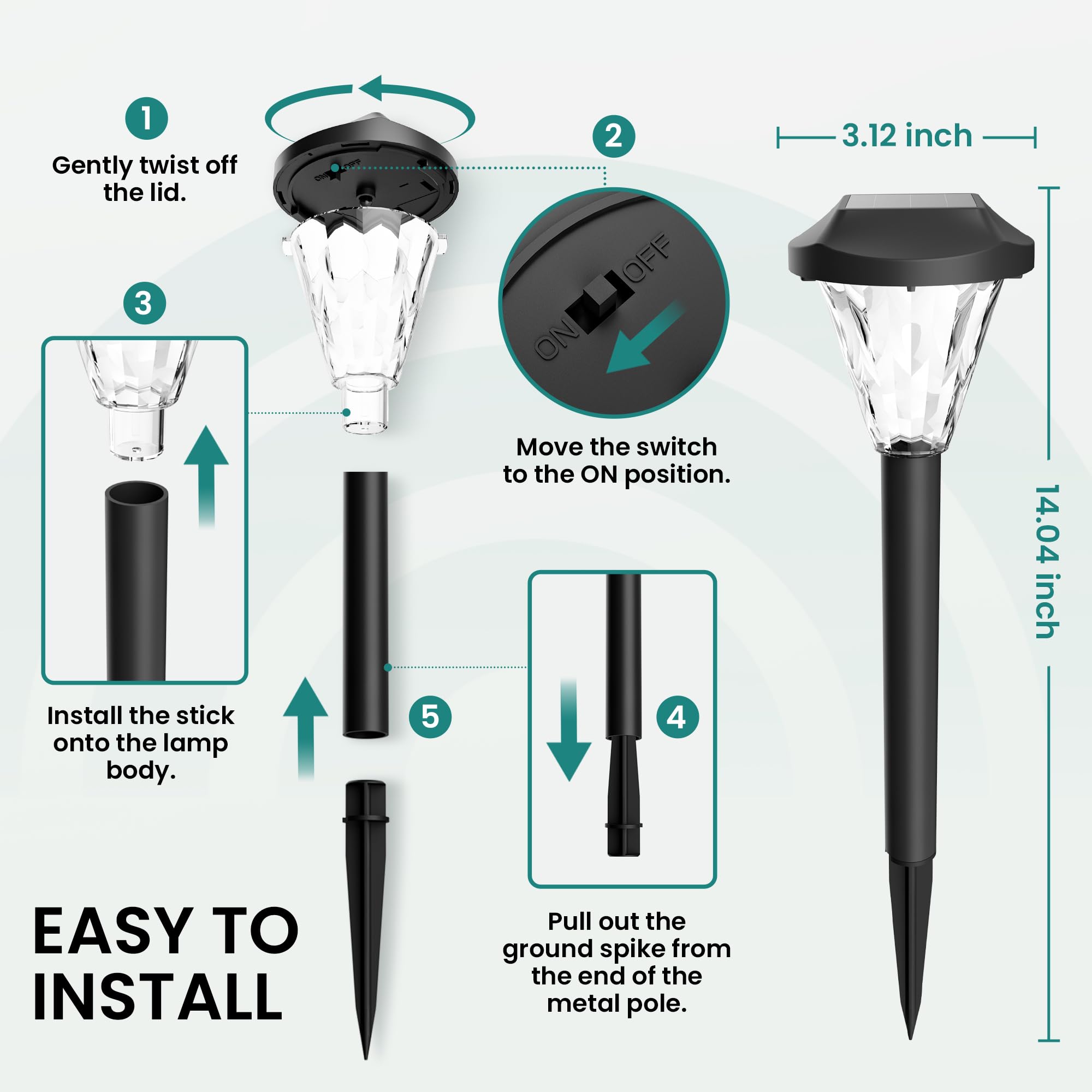 GIGALUMI 12 Pack Solar Powered Outdoor Lights Waterproof - Upgraded Solar Garden Lights for Pathway, Patio, Lawn, Yard & Landscape - Perfect for Evening Ambiance, Backyard Decor & Energy-Efficient Outdoor Lighting