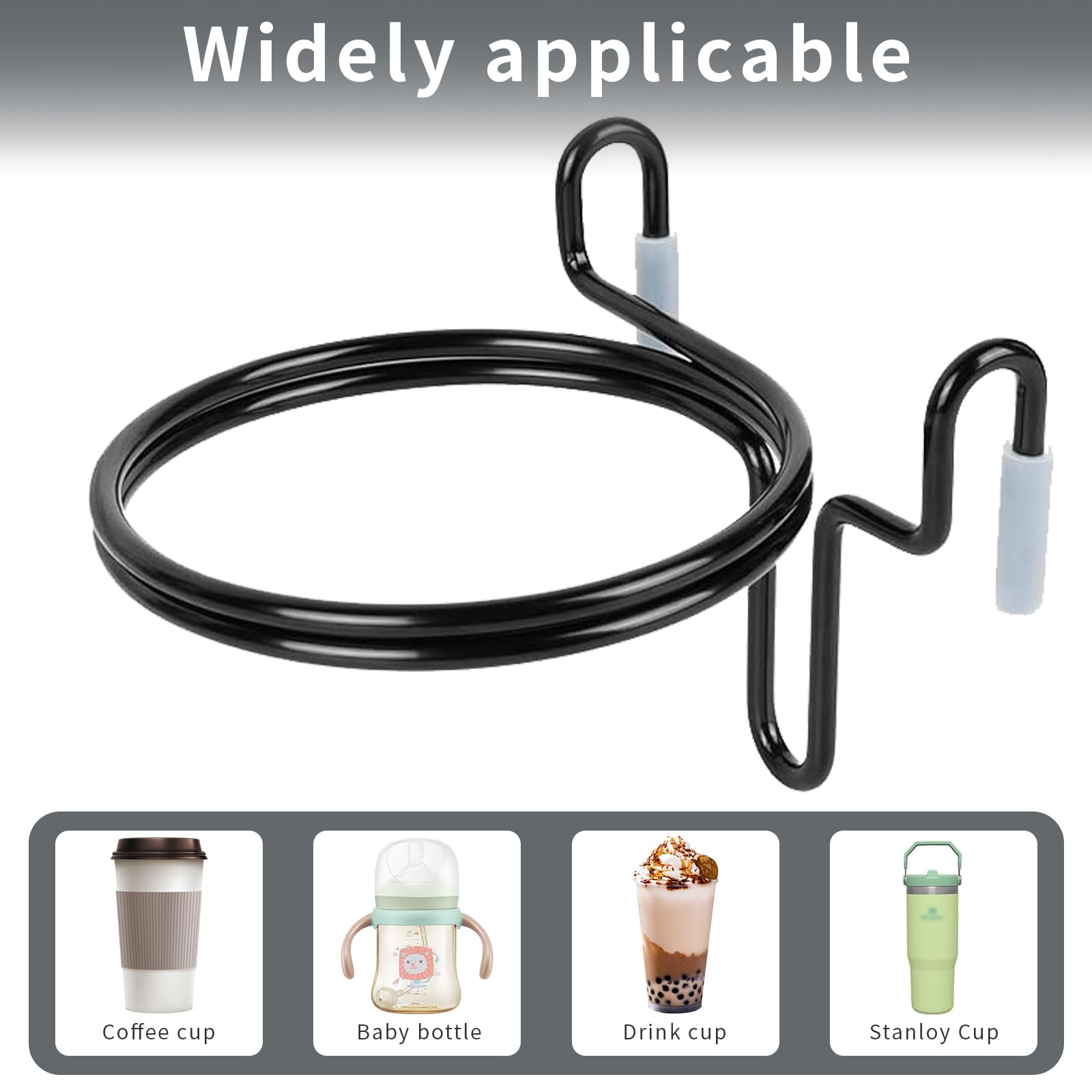 2 Pack Stainless Steel Shopping Cart Cup Holder - Portable Drink Holder for Coffee, Soda & Beverages - Fits Most Tapered Cups - Perfect for Grocery Shopping, Road Trips & Outdoor Activities