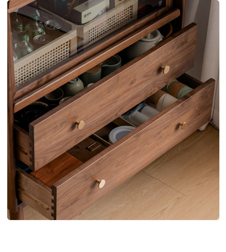 Solid Black Walnut Wood Side Cabinet with Flip Door - Perfect for Living Room, Bedroom & Home Office Storage