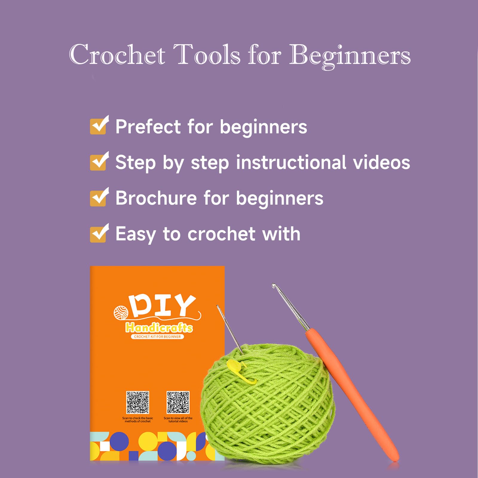 **Beginner Crochet Kit with Step-by-Step Video Tutorials – DIY Knitting Supplies for Adults & Kids, 6-Pack – Perfect for Crafting, Gifts & Relaxation**