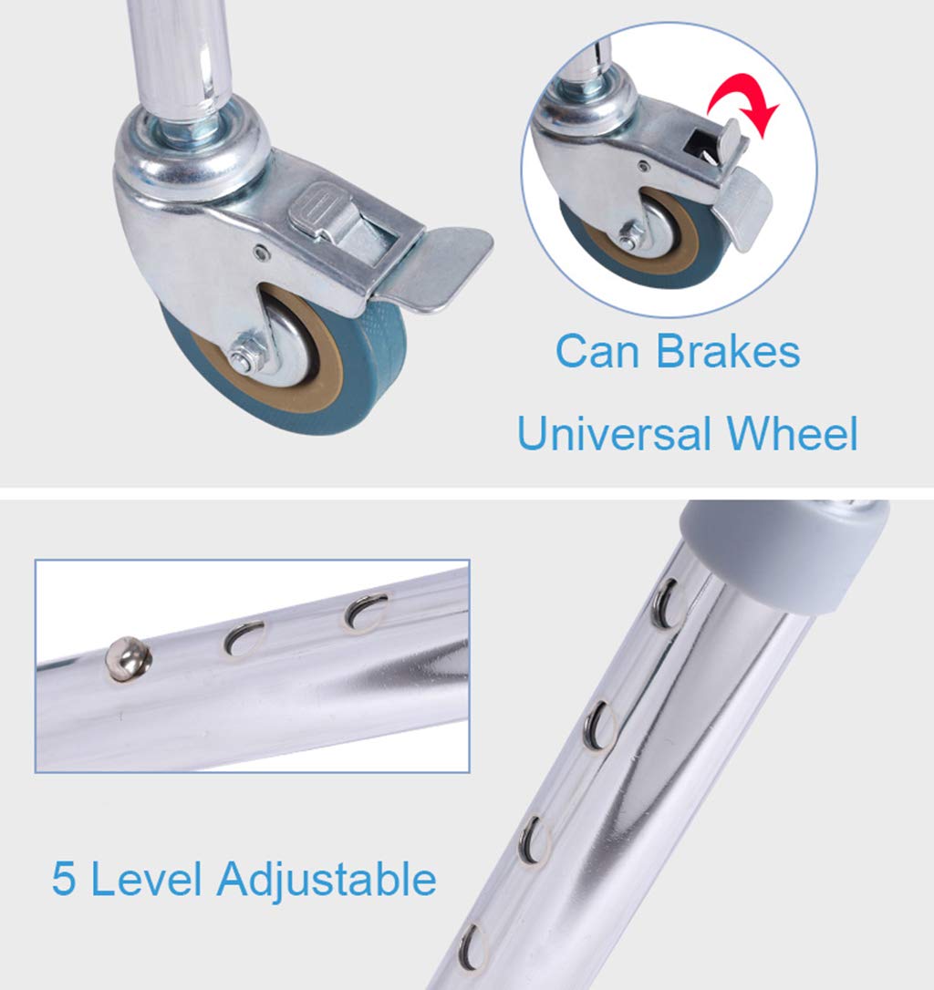 Aluminum Commode Chair with 4 Wheels - Portable Shower Toilet Chair for Elderly & Disabled, Adjustable Height Bathroom Safety Chair - Ideal for Home Care, Hospitals & Mobility Assistance