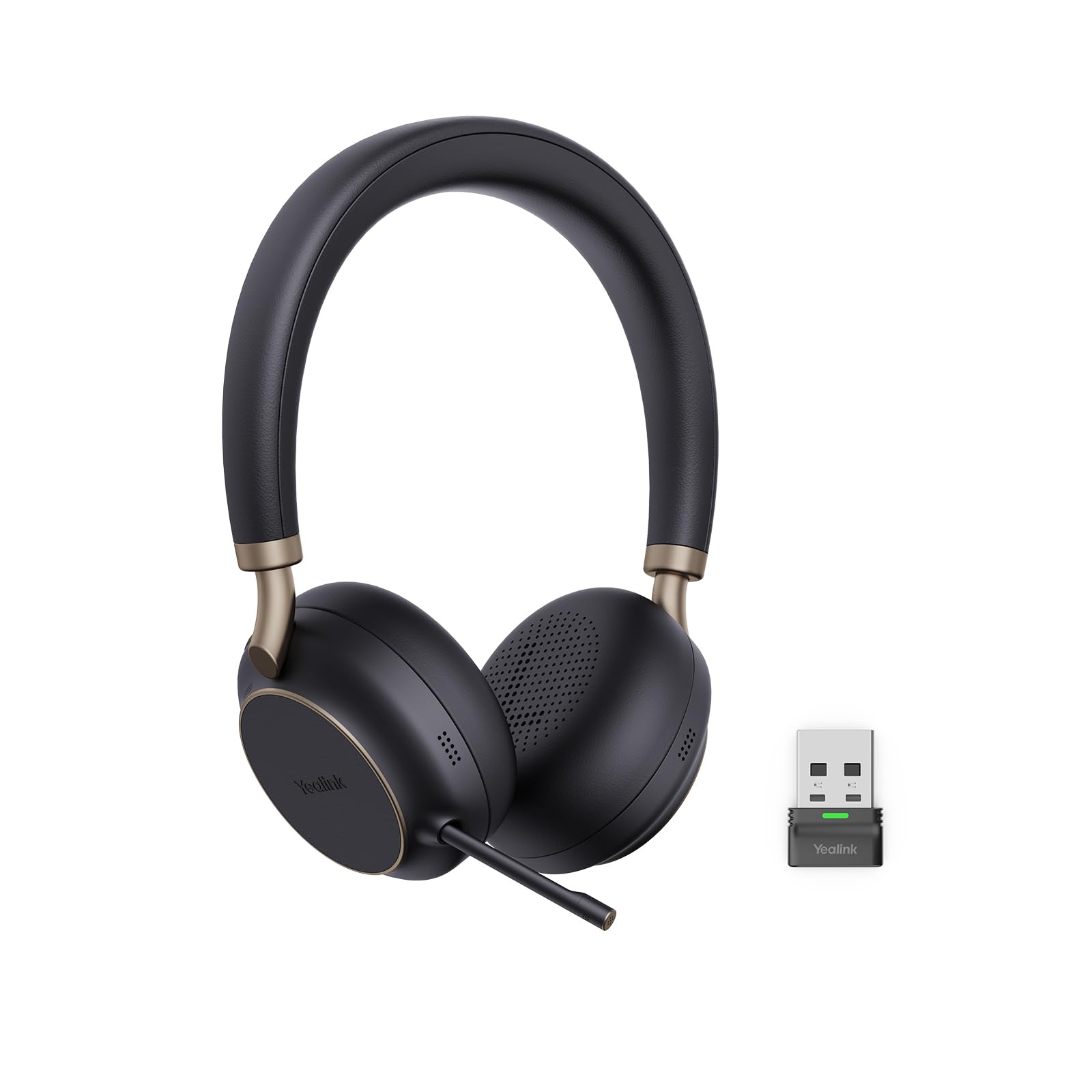 Yealink BH76 Wireless Bluetooth Headset with Active Noise Cancelling (ANC) - 35H Talk Time, 5X Microphone, Teams Certified for Office, Remote Work, Call Center & Home Business - Compatible with Computer & Mobile Devices via USB-A