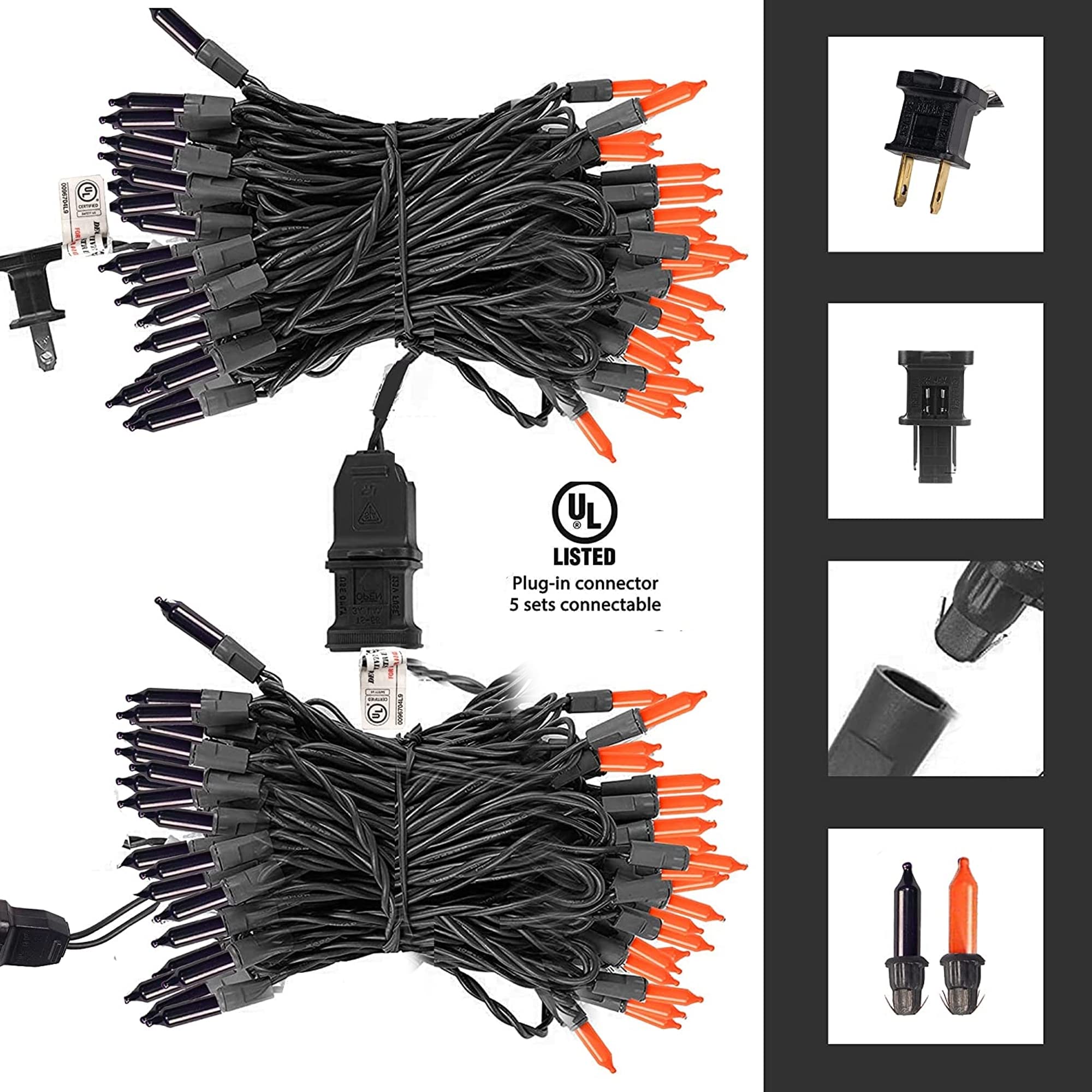 TW SHINE 20FT 100-Count Purple & Orange Halloween String Lights - Waterproof Mini Incandescent Fairy Lights for Outdoor, Indoor, Patio, Garden, Yard - Perfect for Halloween Party Decorations, Home Decoration & Holiday Lighting