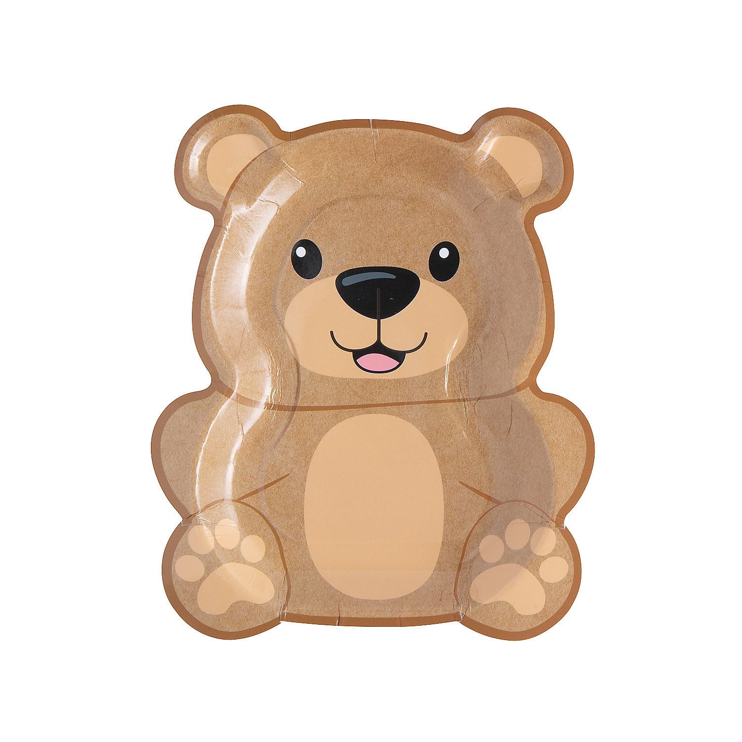 Fun Express Teddy Bear Shaped Disposable Paper Dessert Plates - 8-Piece Set for Birthday Parties, Baby Showers & Festive Celebrations - Eco-Friendly Printed Tableware for Cakes, Cookies & Party Treats