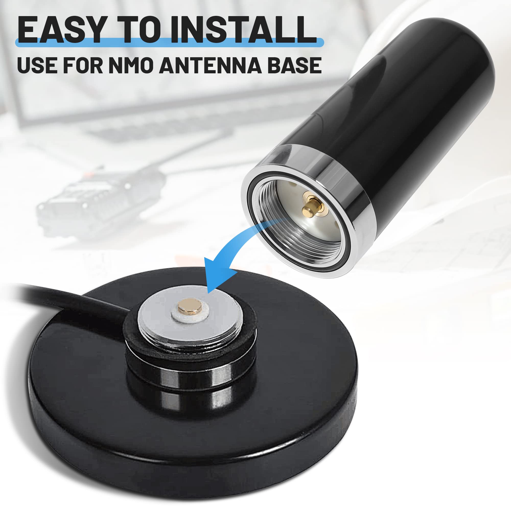 Anina (2-Pack) 3DB Gain GMRS Antenna with NMO Mount - Dual-Band UHF VHF 136-174MHz & 400-470MHz - 3.5