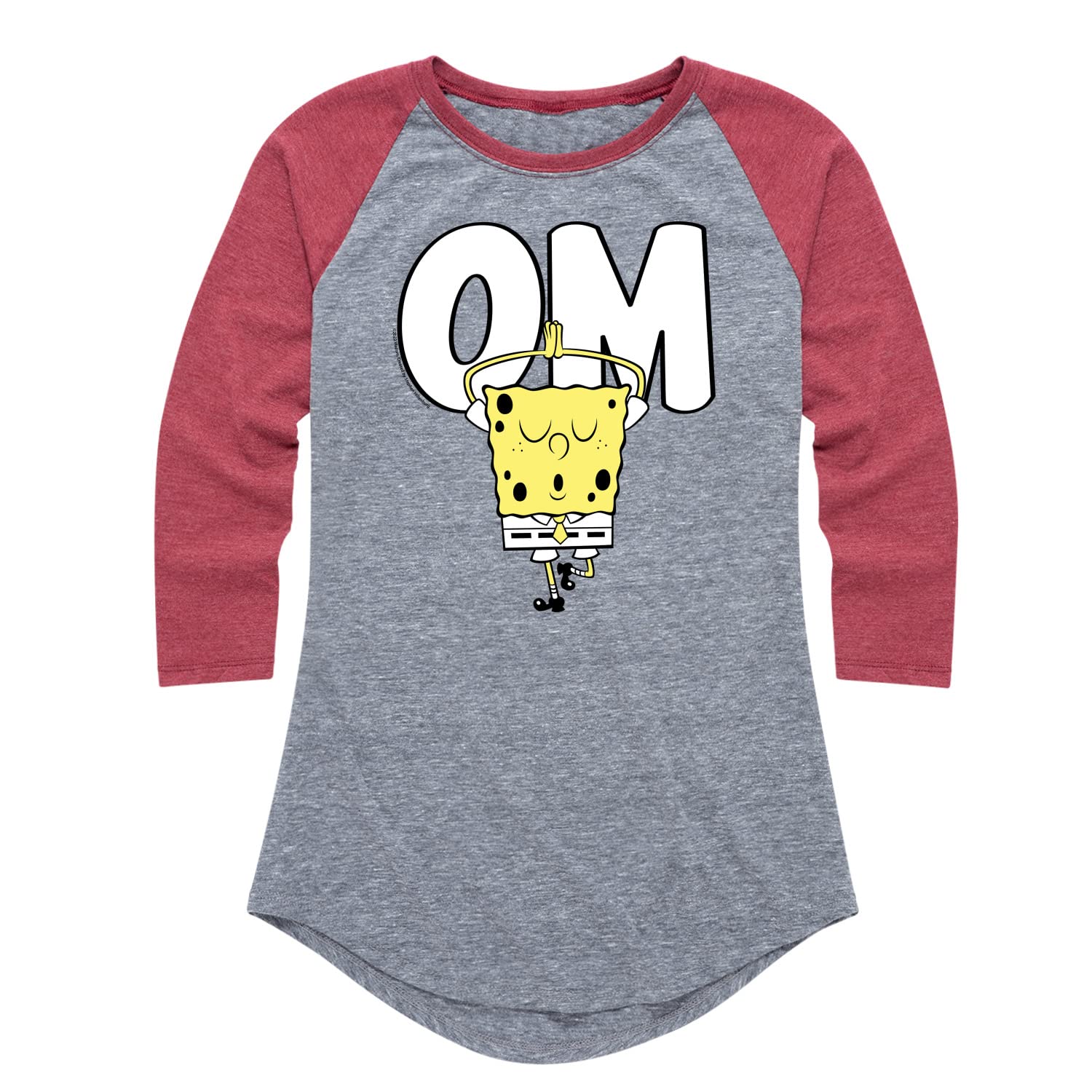 SpongeBob SquarePants Yoga Pose Women's Graphic Raglan T-Shirt | Cartoon Character Apparel | Perfect for Yoga, Casual Wear & Fan Merchandise