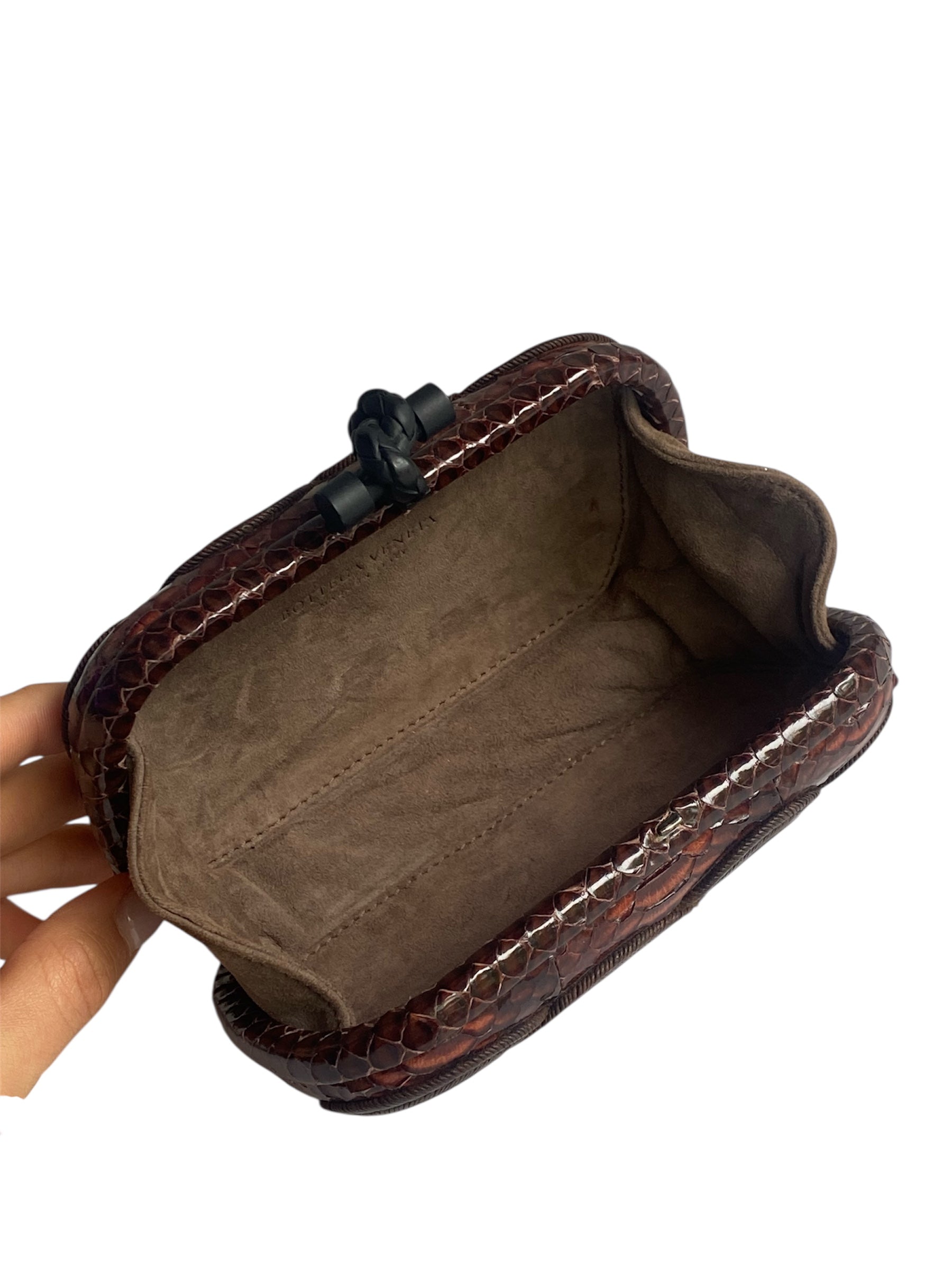 Bottega Veneta Python Knot Clutch Bag - Luxury Designer Clutch Purse for Women - Perfect for Evening Parties, Weddings & Special Occasions
