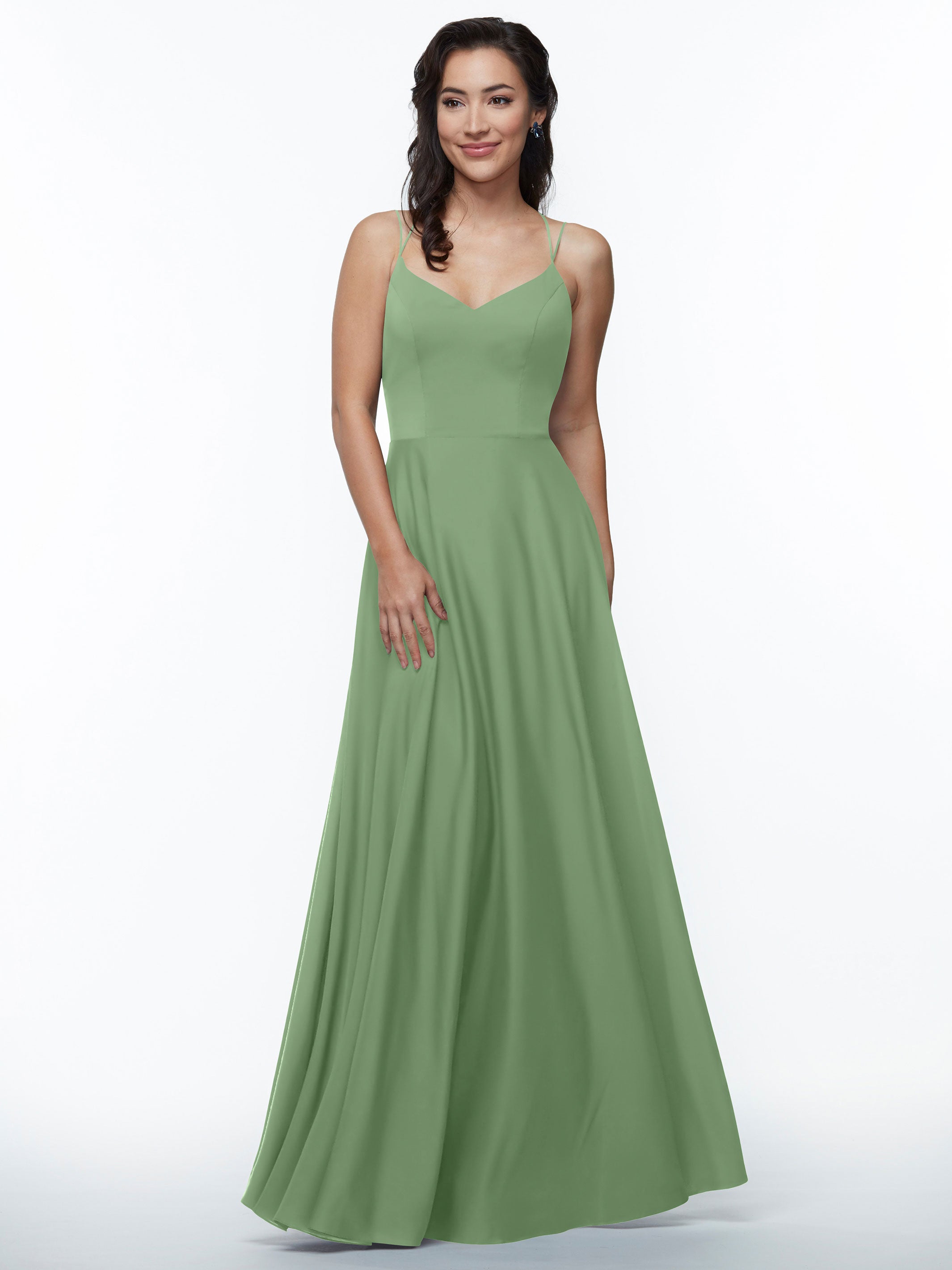 Elegant 83024 Stretch Chiffon A-Line Bridesmaid Dress with Pockets - Perfect for Weddings, Parties & Formal Events - Comfortable & Stylish Plus Size Option Available