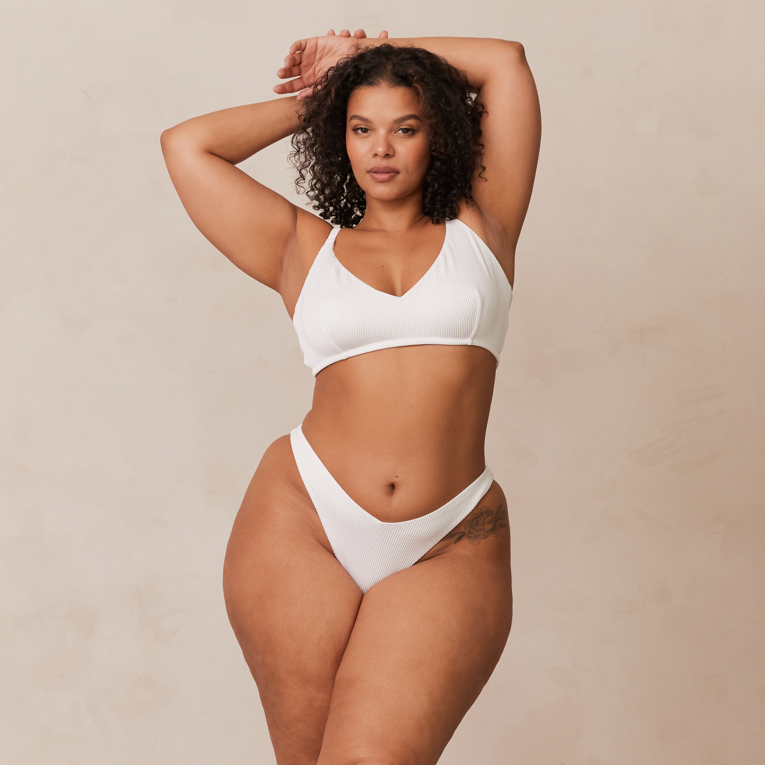 Ribbed Triangle Bra - Comfortable White Bralette for Women | Perfect for Yoga, Lounge & Everyday Wear