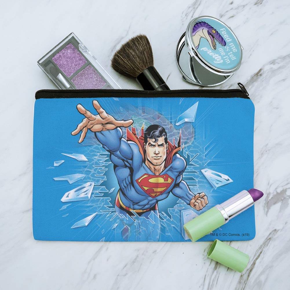Superman Breaking the Ice Makeup Cosmetic Bag Organizer Pouch - Waterproof Travel Toiletry Case for Women & Men - Perfect for Gym, Travel, and Daily Use