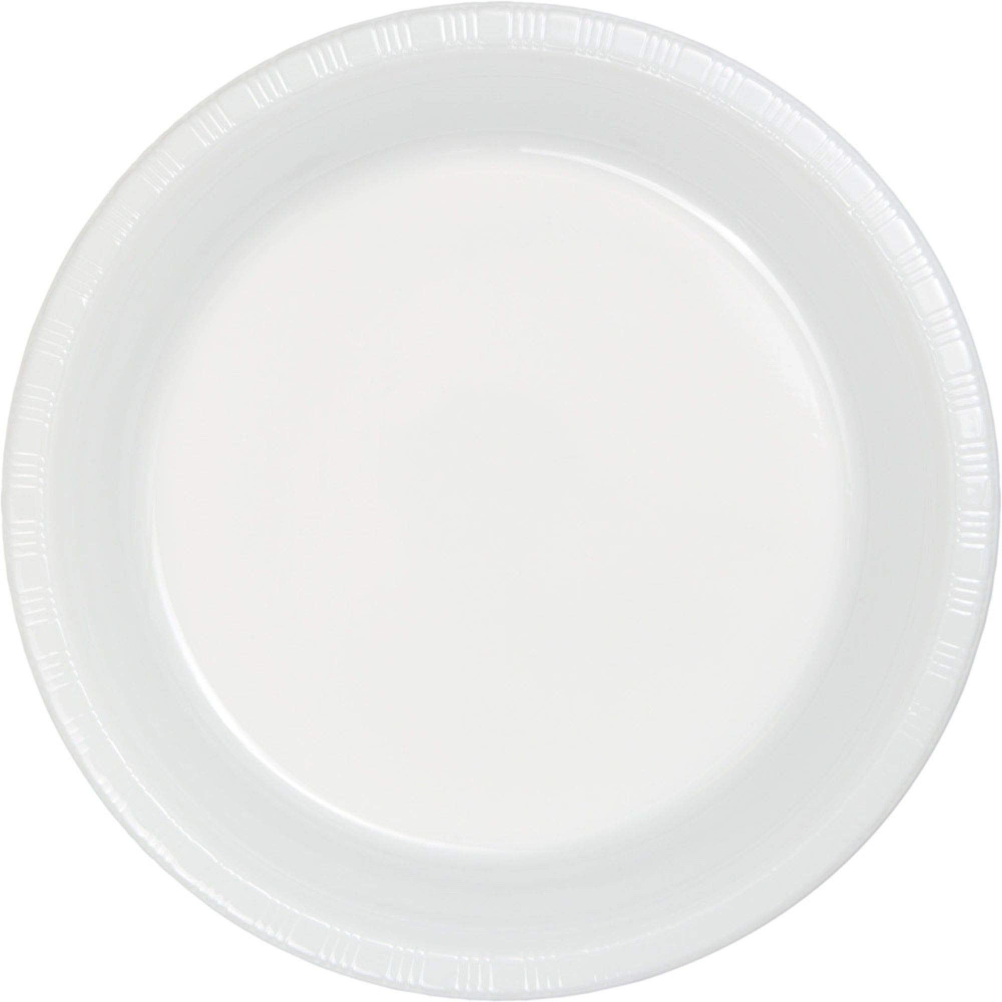 240-Pack White Disposable Plastic Party Plates 6.75 Inch - Bulk Disposable Plates for Birthday, BBQ, Picnic, Wedding & Events (6.75