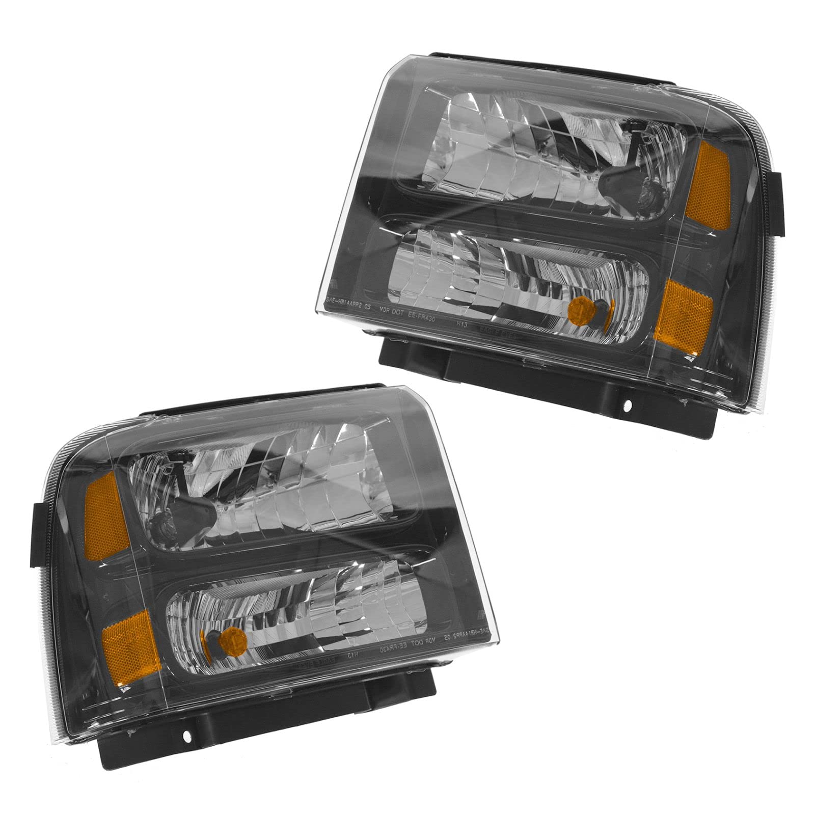 Ford F-250 F-350 Super Duty Headlight Assembly Set (2005-2007) - Driver & Passenger Side Replacement Headlights FO2502224 FO2503224 - Perfect for Night Driving & Off-Road Adventures