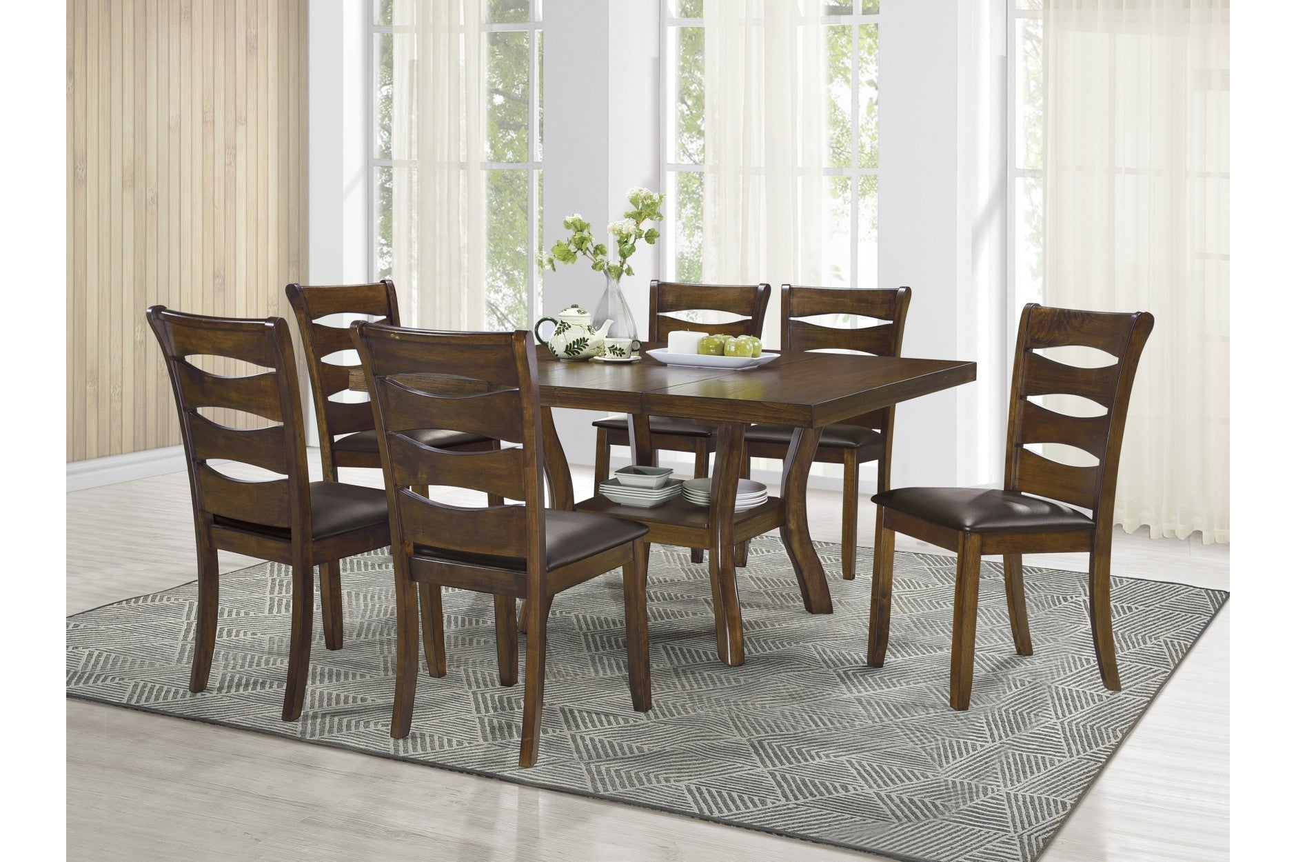 7-Piece Dining Set with Folding Butterfly Leaf & Under Table Shelf - Expandable Space-Saving Table for Small Kitchens, Apartments & Dining Rooms