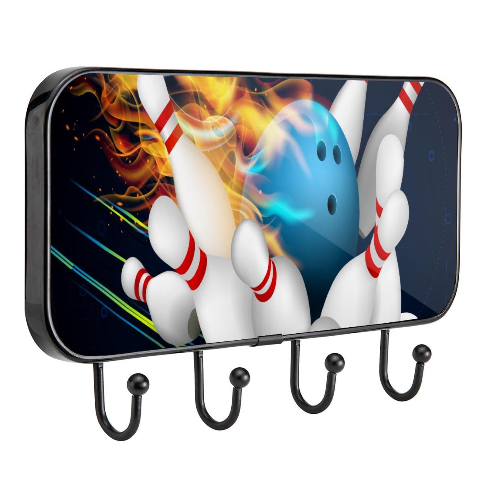 GIAPB Wall Hooks - Heavy Duty Sticky Hooks for Hanging, 10 Pack Blue Bowling Flames Design Adhesive Hooks - Perfect for Bathroom, Kitchen, Bedroom, Office Organization
