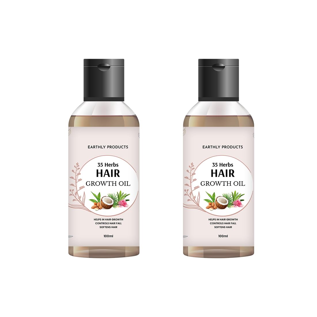 EARTHLY PRODUCTS 35 Herbs Hair Growth Oil - Natural Treatment for Stronger, Thicker & Healthier Hair - 2 Pack (100ml Each) - Perfect for Daily Scalp Massage & Hair Care Routine