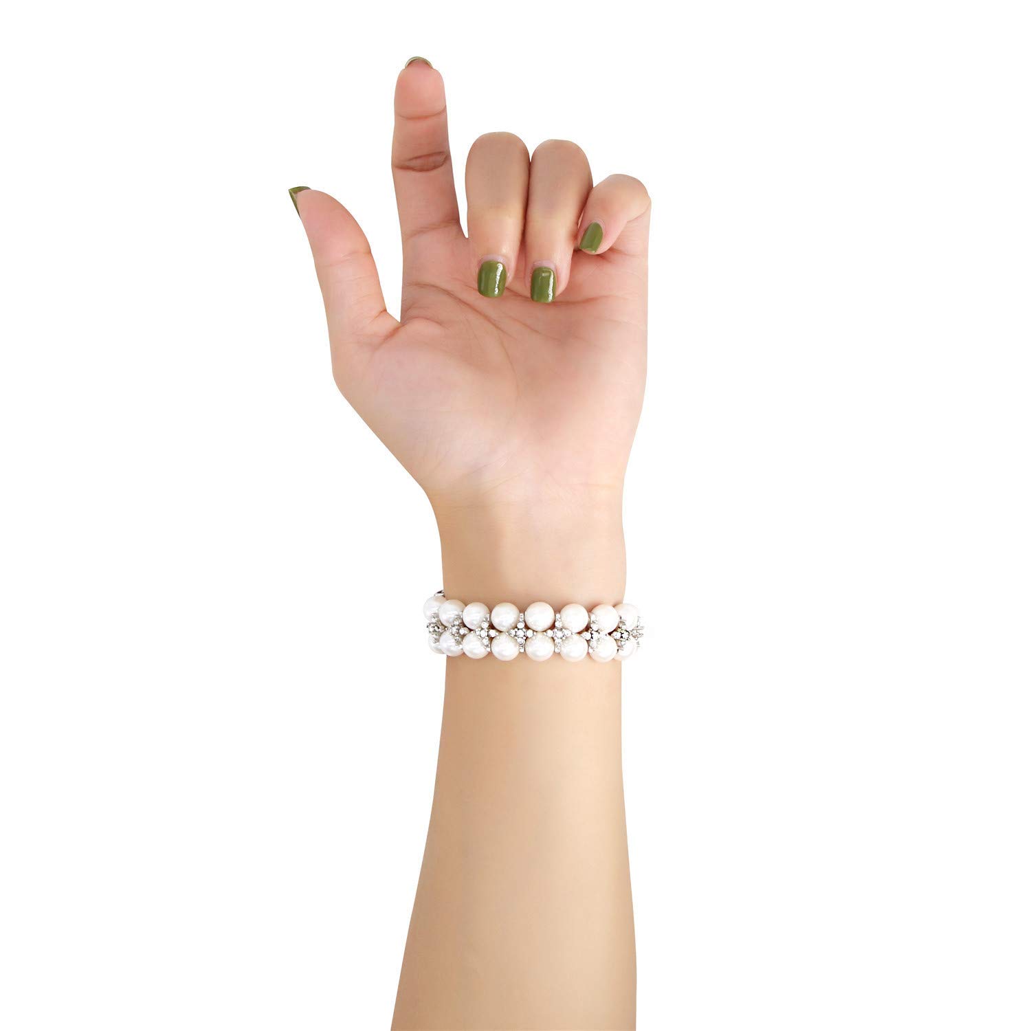 GEMEK Pearl Bracelet for Apple Watch Band 38mm 40mm 41mm 42mm 44mm 45mm 49mm - Compatible with iWatch Series 8 7 6 5 4 3 2 1 - Stretchable Bling Diamond Jewelry Replacement Strap for Women - Perfect for Parties, Weddings & Everyday Fashion Accessories