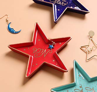 Stephanie Imports Star-Shaped Ceramic Trinket Plate - Decorative Jewelry Dish for Rings, Earrings & Small Accessories - Perfect for Vanity, Dresser & Bathroom Organization