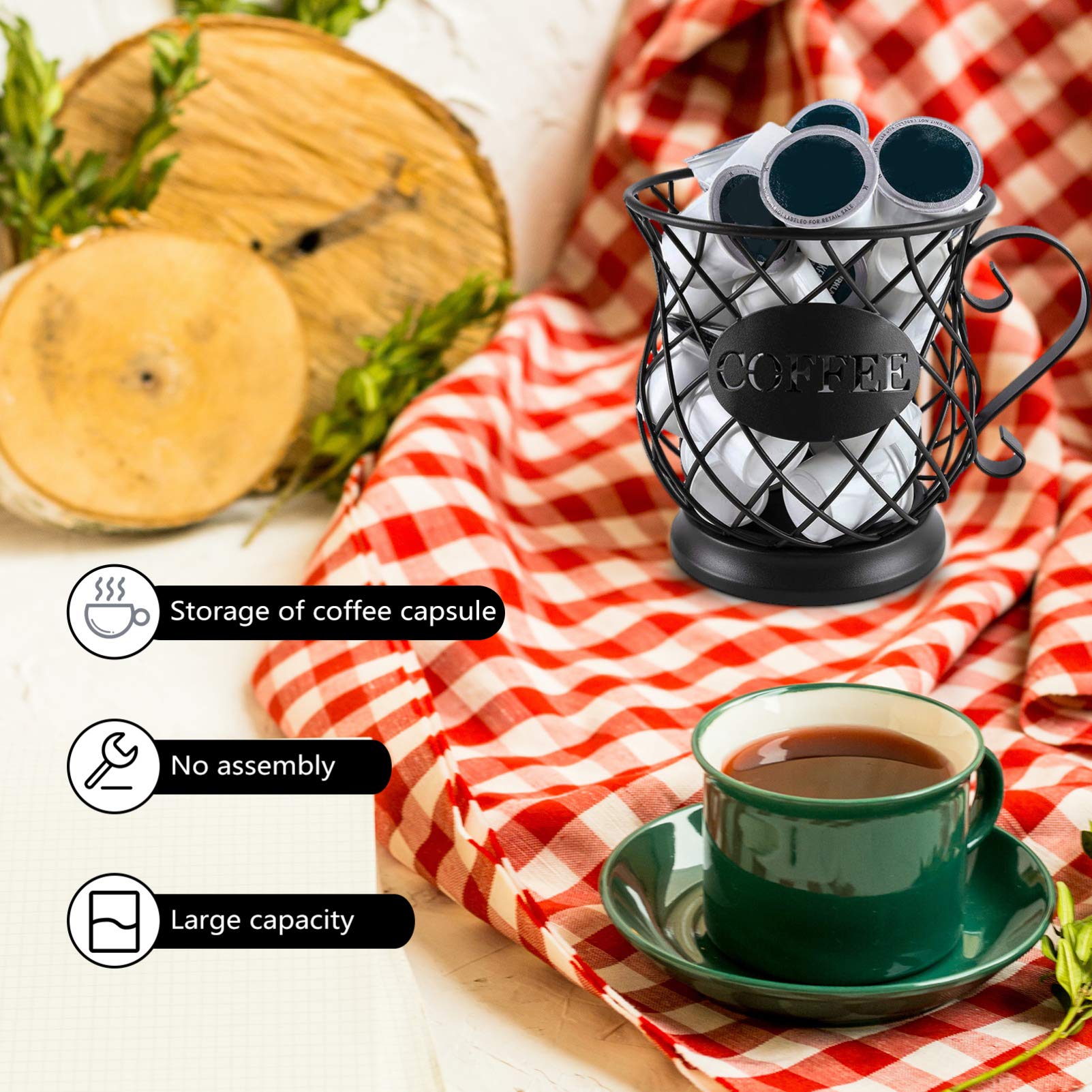 Stainless Steel Coffee Capsule Holder - 24 Pod Organizer for Nespresso & Keurig - Compact Coffee Pod Storage Basket for Kitchen Countertop & Office Desk