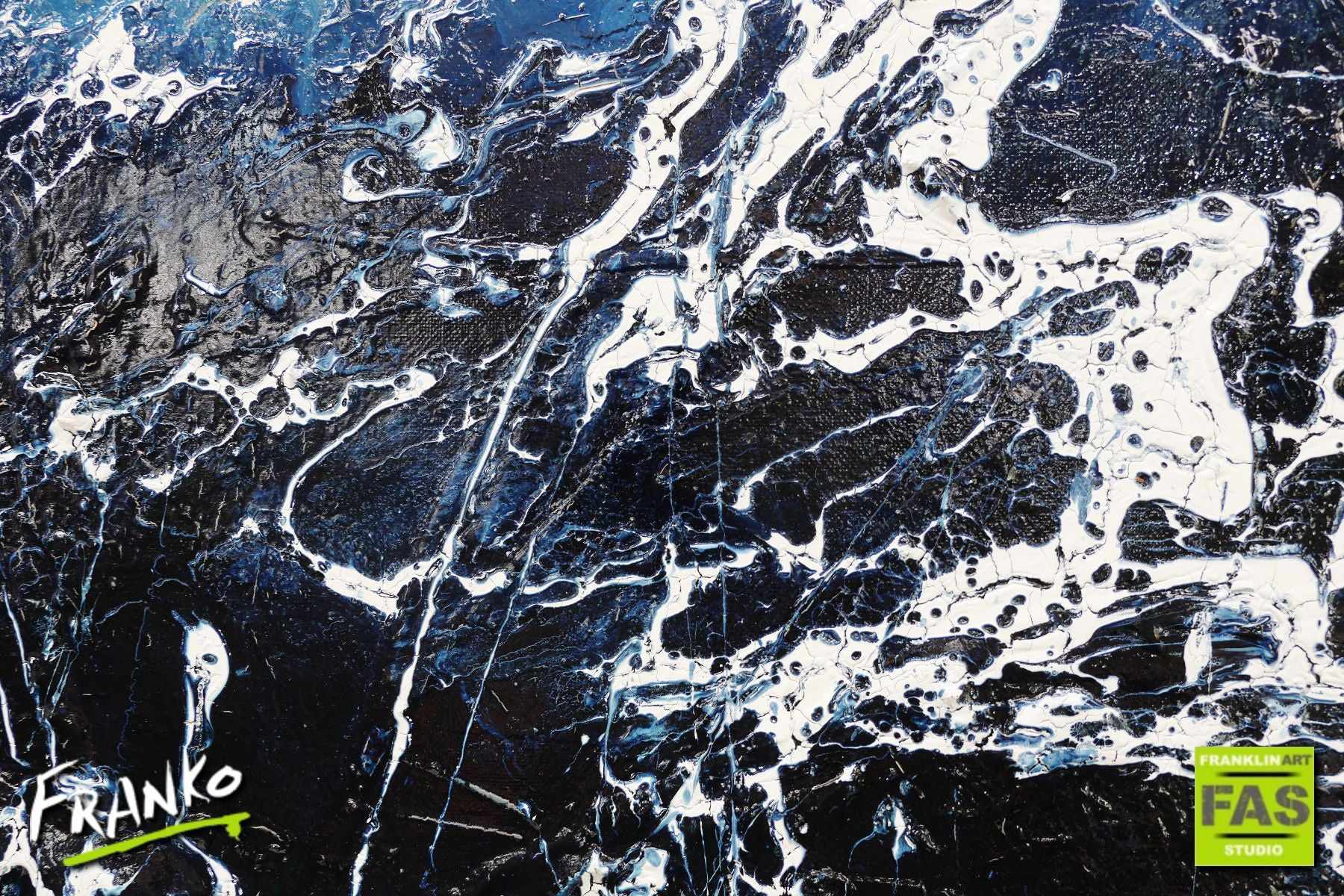 100cm x 100cm Blue Abstract Canvas Wall Art - Modern Hand Painted Oil Painting for Living Room, Bedroom & Office Decor
