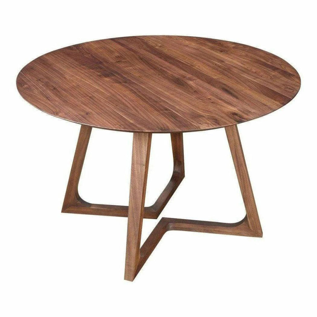 47 Inch Round Brown Mid Century Modern Dining Table - Perfect for Small Spaces, Kitchens, and Cozy Dining Rooms