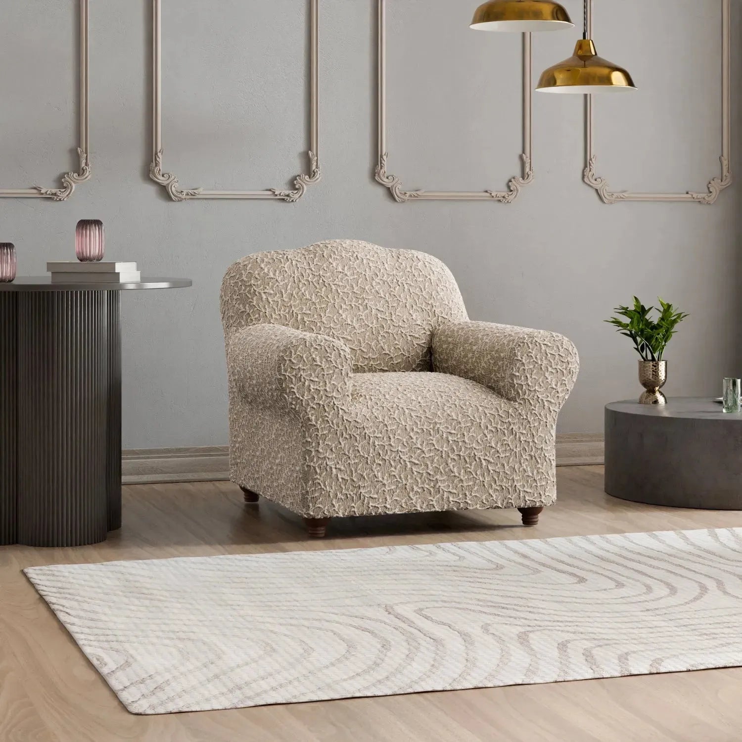 Stylish Jacquard 3D Armchair Slipcover - Premium Stretchable Furniture Protector for Living Room, Bedroom & Office Decor