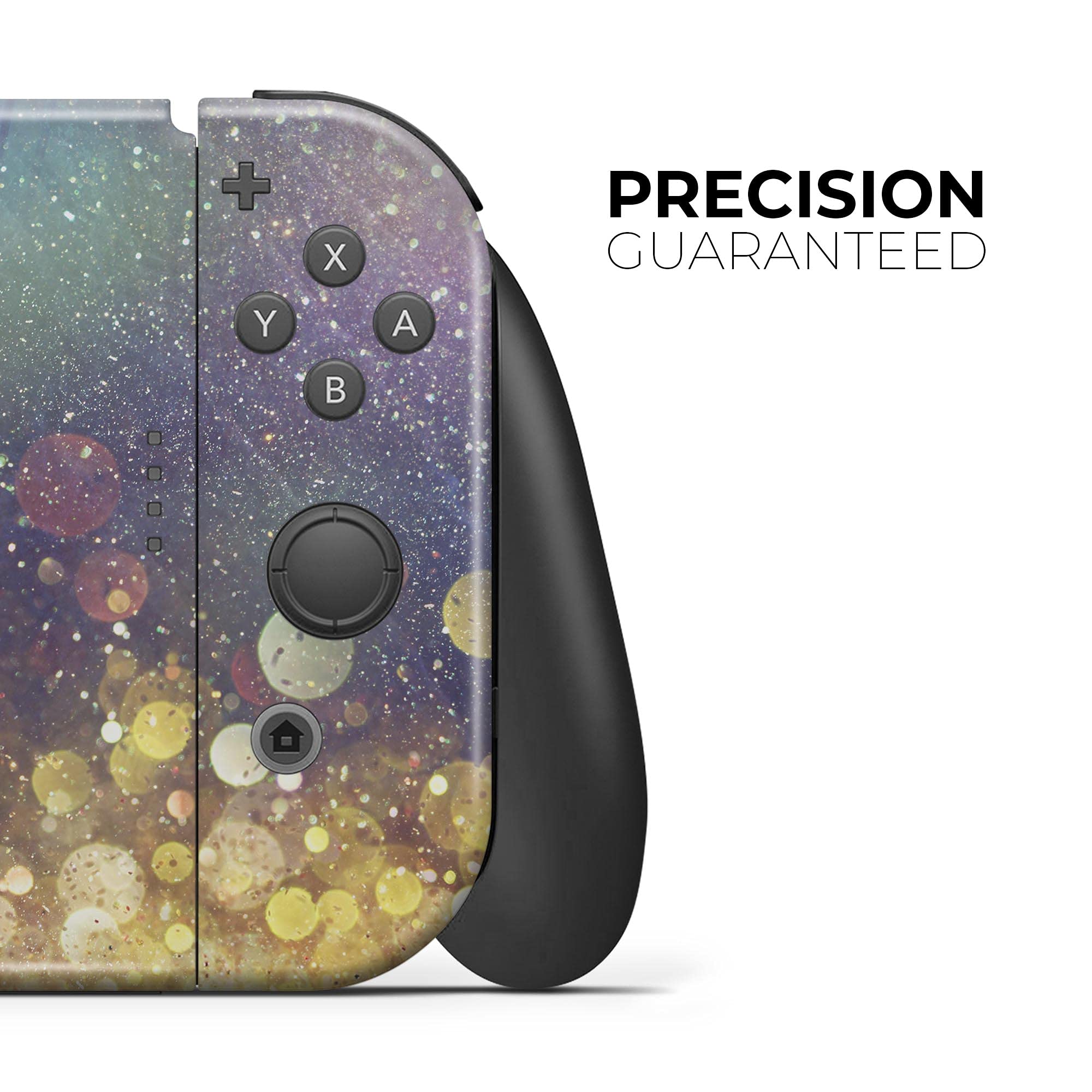 Nintendo Switch & Joy-Con Protective Vinyl Skin Decal - Scratch-Resistant Removable Wrap Cover - Gold Sparkle Multicolor Design - Perfect for Gaming, Travel & Custom Console Protection